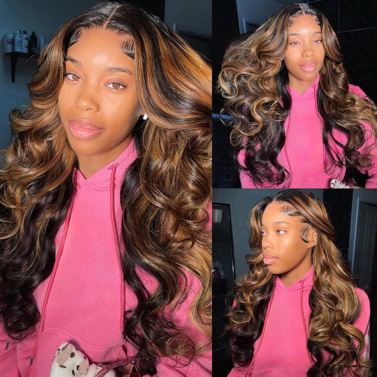 Vemalin Ombre Lace Front Wig Human Hair Highlight Body Wave Lace Front Wigs Human Hair Pre Plucked 13x4 Transparent Lace Frontal Wig 200 Density Glueless 1B/30 Highlighted Wigs 20 Inch