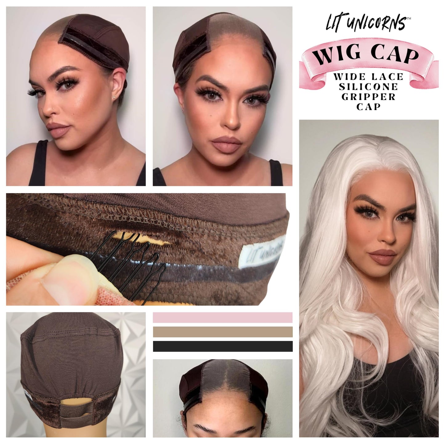 Wig Grip Cap & Shampoo Conditioner Set - Brown