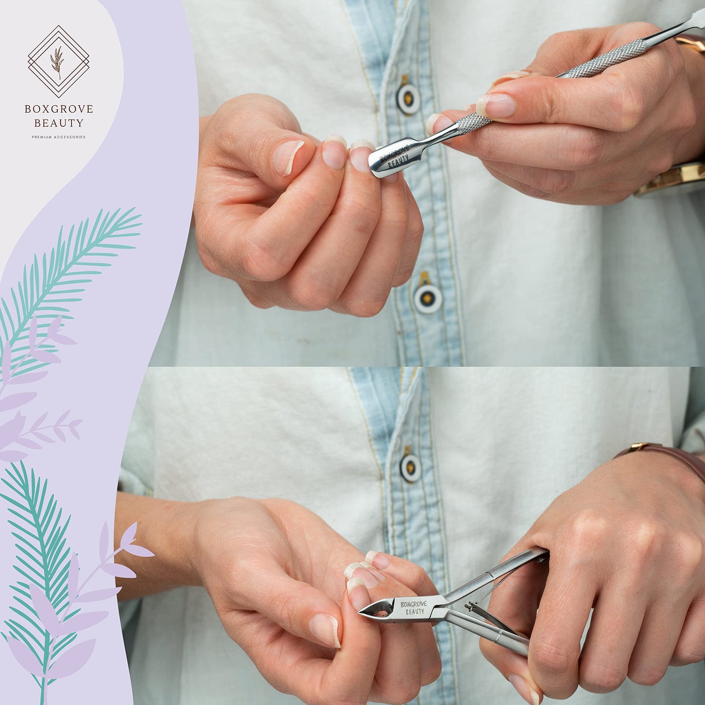 Professional Cuticle Cutter & Pusher Trimmer Manicure Tools with Double Spring– Perfect Nail Care Tool for Manicure & Pedicure Beauty at Home/Spa/Saloon (Silver)