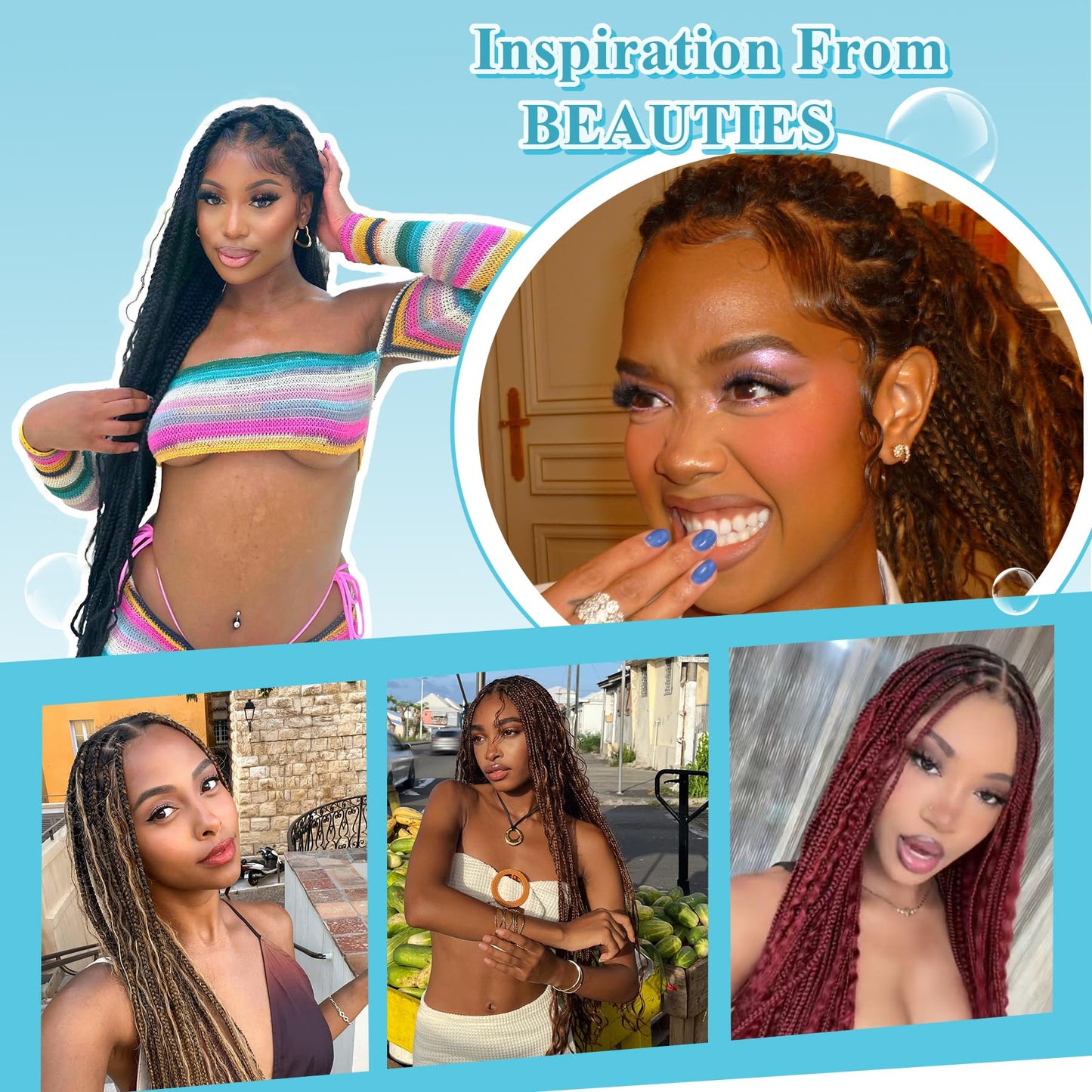 Olymei 360° HD Full Lace Knotless Braided Wigs for Black Women Boho Braided Wigs with Baby Hair Box Braid Wig Premium Synthetic Braid Lace Front Wig with Curly End Brown 36"