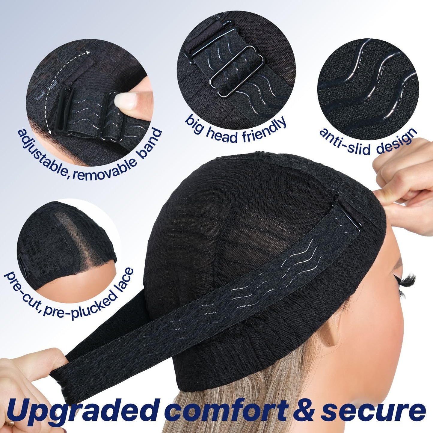 BrownBomb Dark Blue Wear and Go Glueless Wigs Pre Plucked Pre Cut for Beginners Synthetic Lace Front Wig for Woman Long layered Straight Wigs with Bangs 26 Inch 3 Seconds to Wear for Beginners