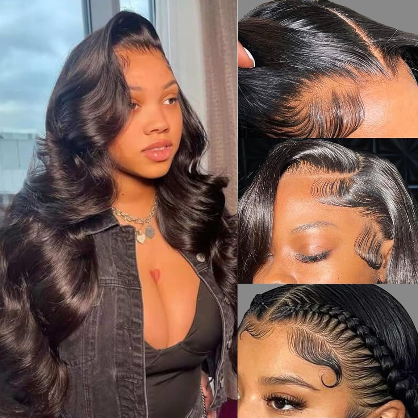 Bwoogre 13x4 Body Wave Lace Front Wigs Human Hair Pre Plucked 24 Inch 180% Density HD Lace Front Wigs for Women Body Wave Wigs Natural Black Unprocessed Brazilian Virgin Human Hair with Baby Hair