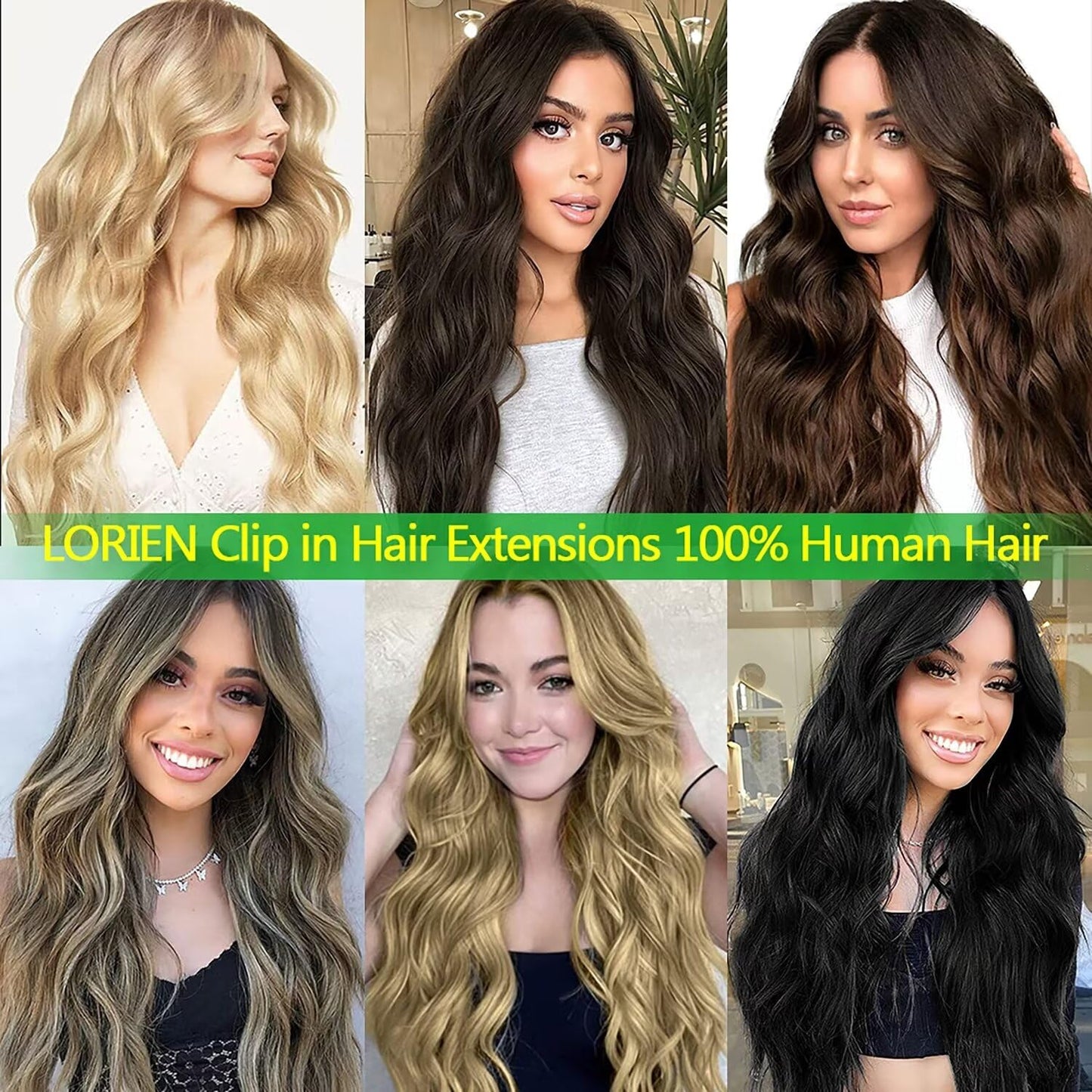 LORIEN Clip in Hair Extensions Real Human Hair, 18 Inch 100g, 4/27 Chocolate Brown to Caramel Blonde, Clip in 100% Brazilian Remy Human Hair Extensions 8pcs Per Set with 18 Clips Double Weft