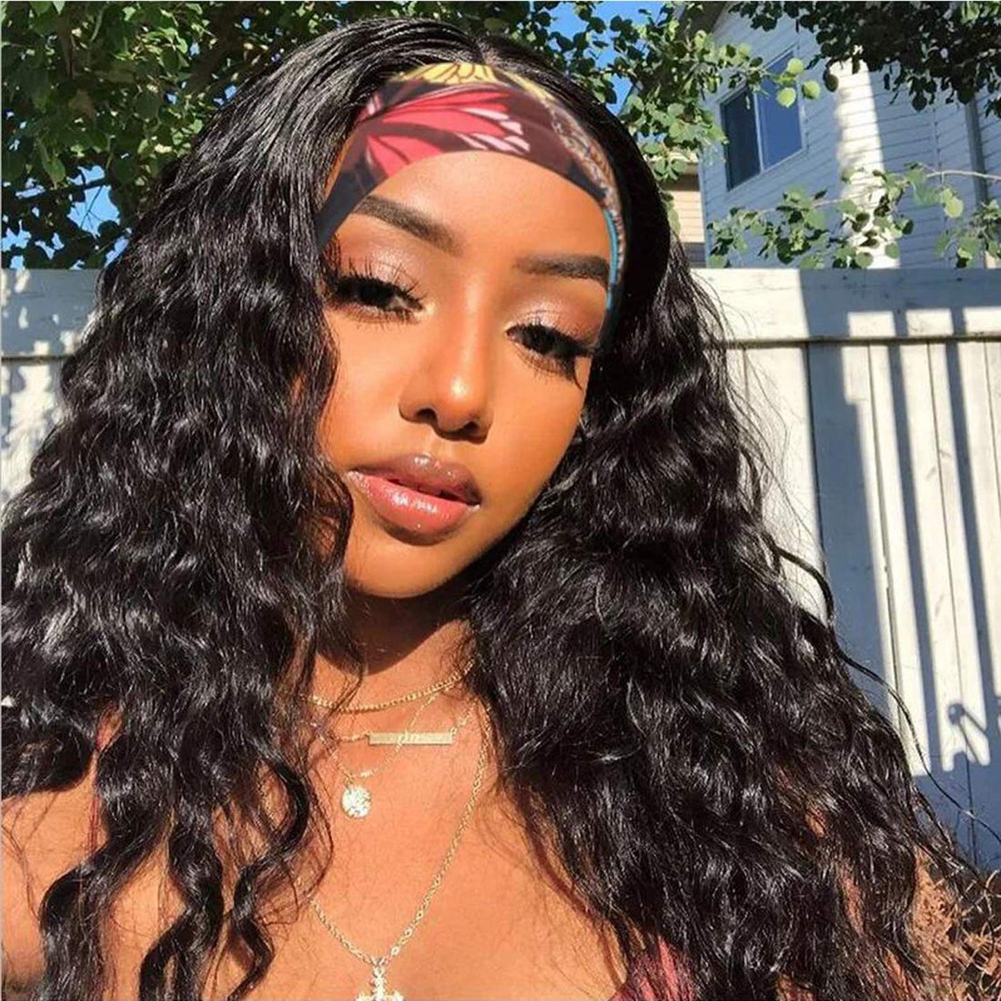 UNICE Headband Human Hair Wig Water Wave Glueless None Lace Front Headband Wig Brazilian Virgin Hair Wigs for Women 150% Density (20 inch)
