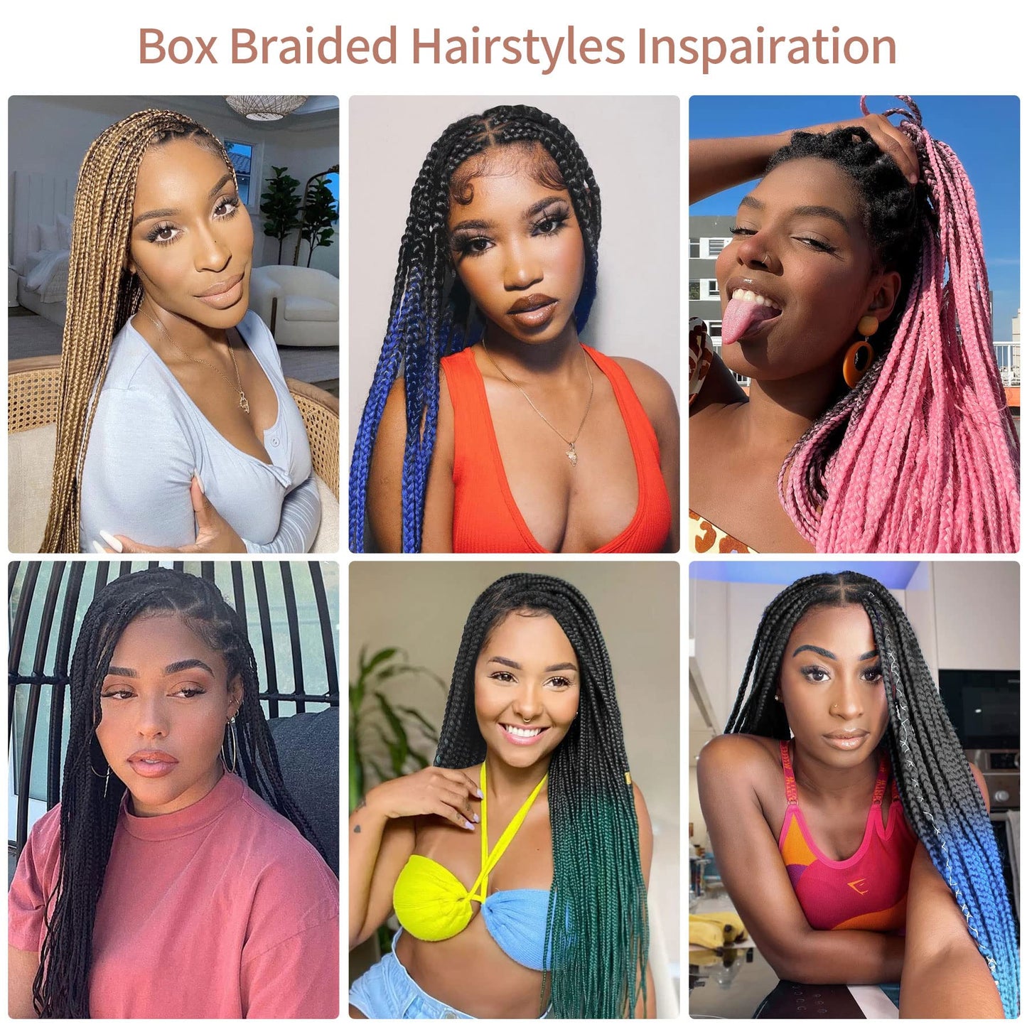 Lexqui 36'' Knotless Box Braided Wigs for Women Braided Lace Wigs Triangle Lace Front Braided Wig Premium Synthetic Full Double Lace Braided wig with Baby Hair Braid Lace Front Wig