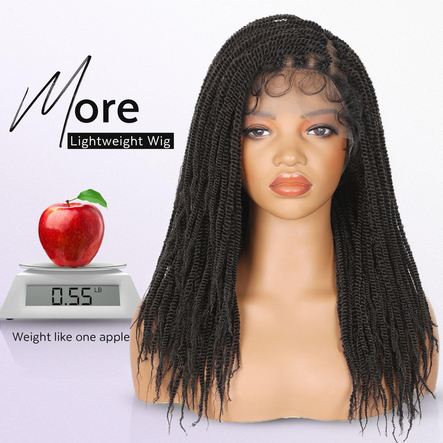 HANNE Double Full Lace Braided Wigs 20 Inch Knotless Braied Dreadlock Wig Glueless Twist Wigs For Black Women