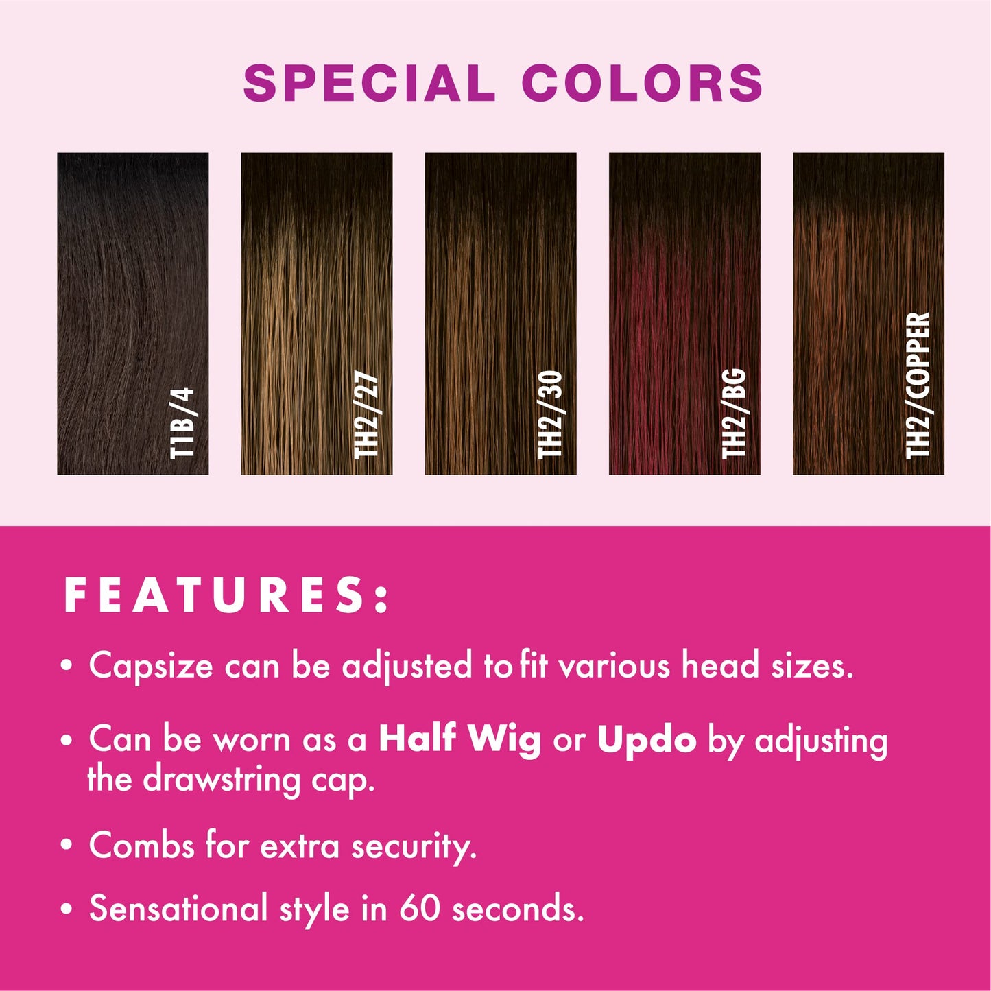 Sensationnel Instant weave half wig - 14 synthetic blendwig adjustable drawstring for seamless hair blending (1B OFFBLACK)