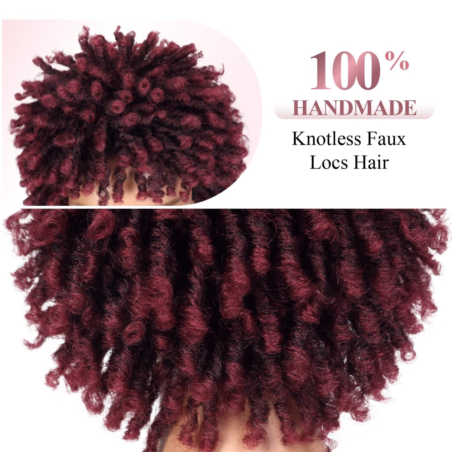 WIGER Soft Faux Locs Hair Wigs Twisted Short Dreadlock Wig for Black Women And Men Ombre BUG Afro Curly Braided Wigs Glueless Afro Kinky Twist Wigs Synthetic Short Dreads Wig