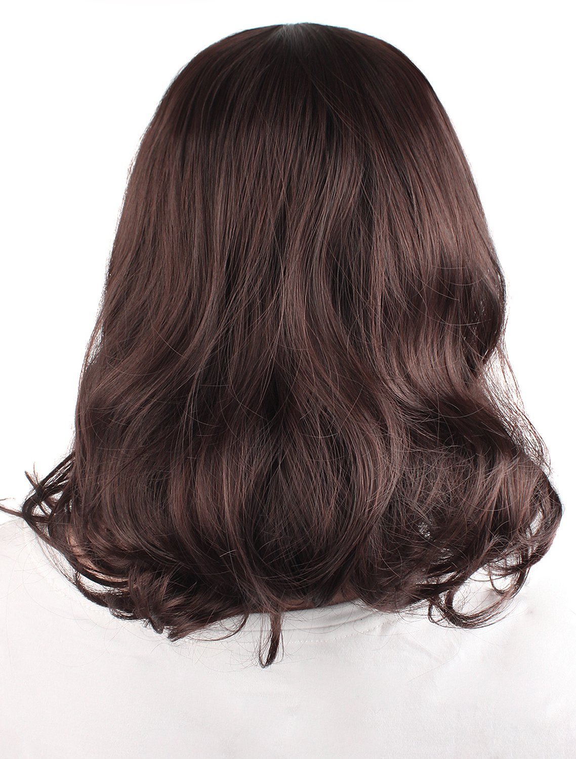 MapofBeauty Daily Use Side Bangs Medium Curly Wig (Dark Brown)