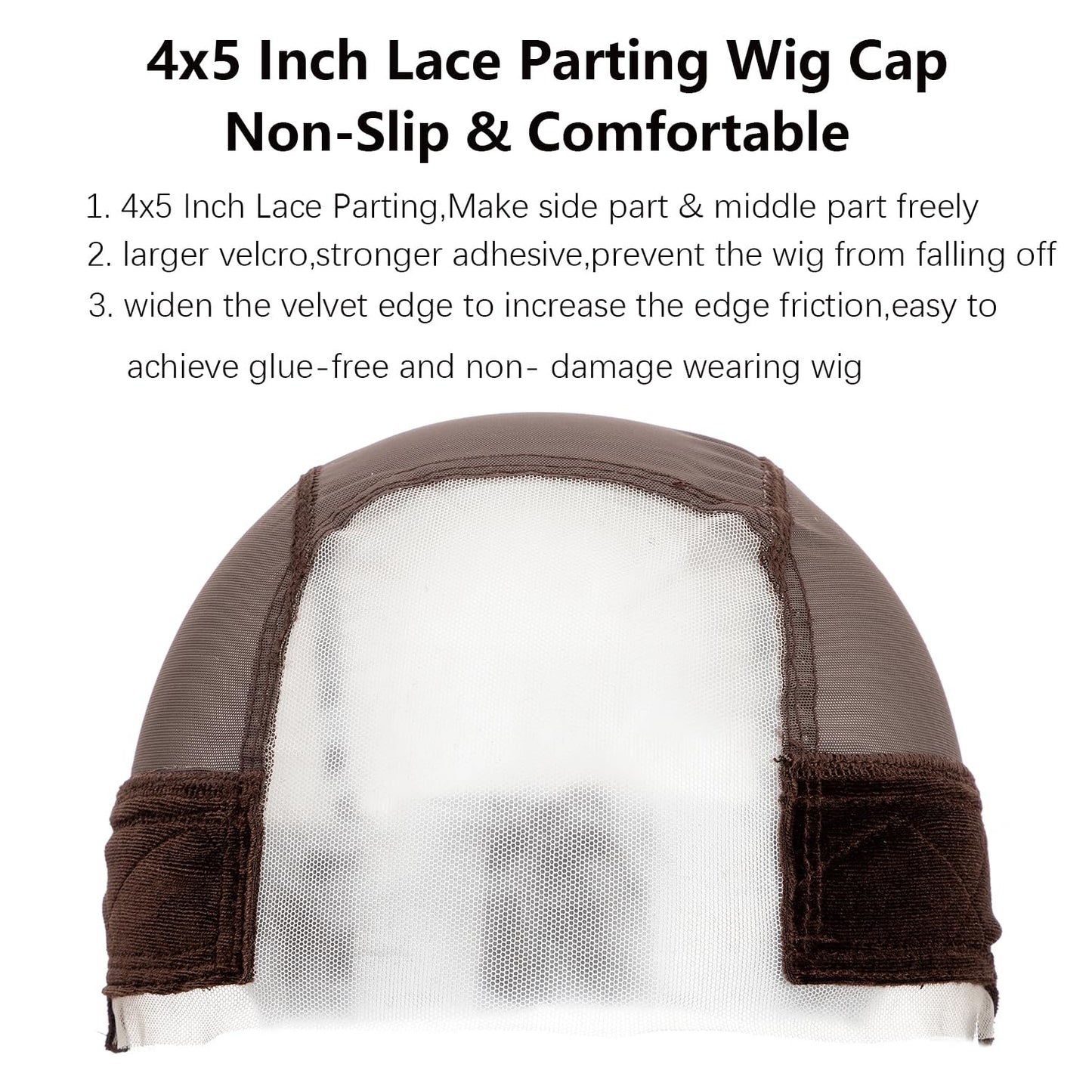 koskusder Lace Wig Caps for Women, Wig Caps with Grip Band for Keeping Wigs in Place, Glueless Wig Grip Cap with 4x5 Transparent Lace Wig Caps, Non-Slip Adjustable Elastic Headband (1pcs-brown)