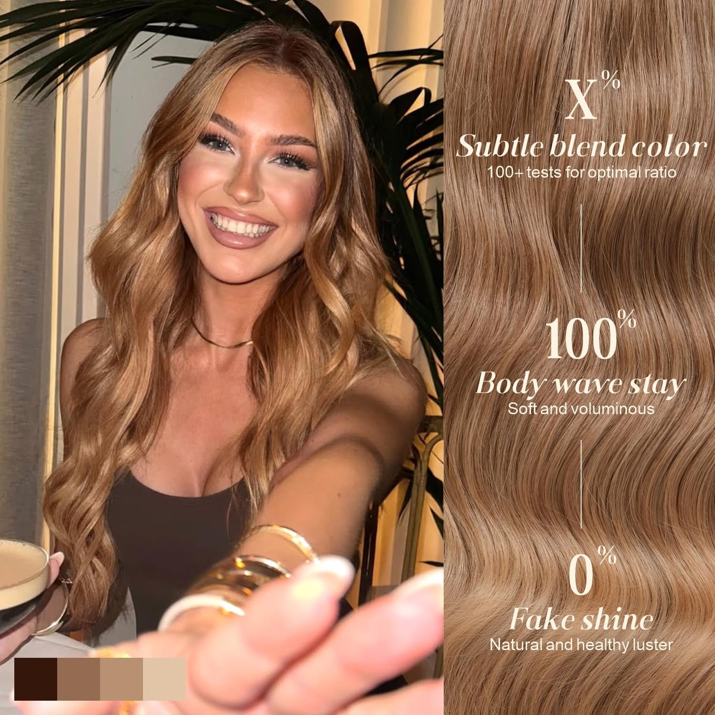 ENCOUNTERU Wear and Go Glueless Wig with Bangs Synthetic Lace Front Honey Blonde Wig Body Wave Ombre Wigs for Women Pre Cut Pre Plucked Glueless Ready to Wear Wigs Middle Part 26 Inch