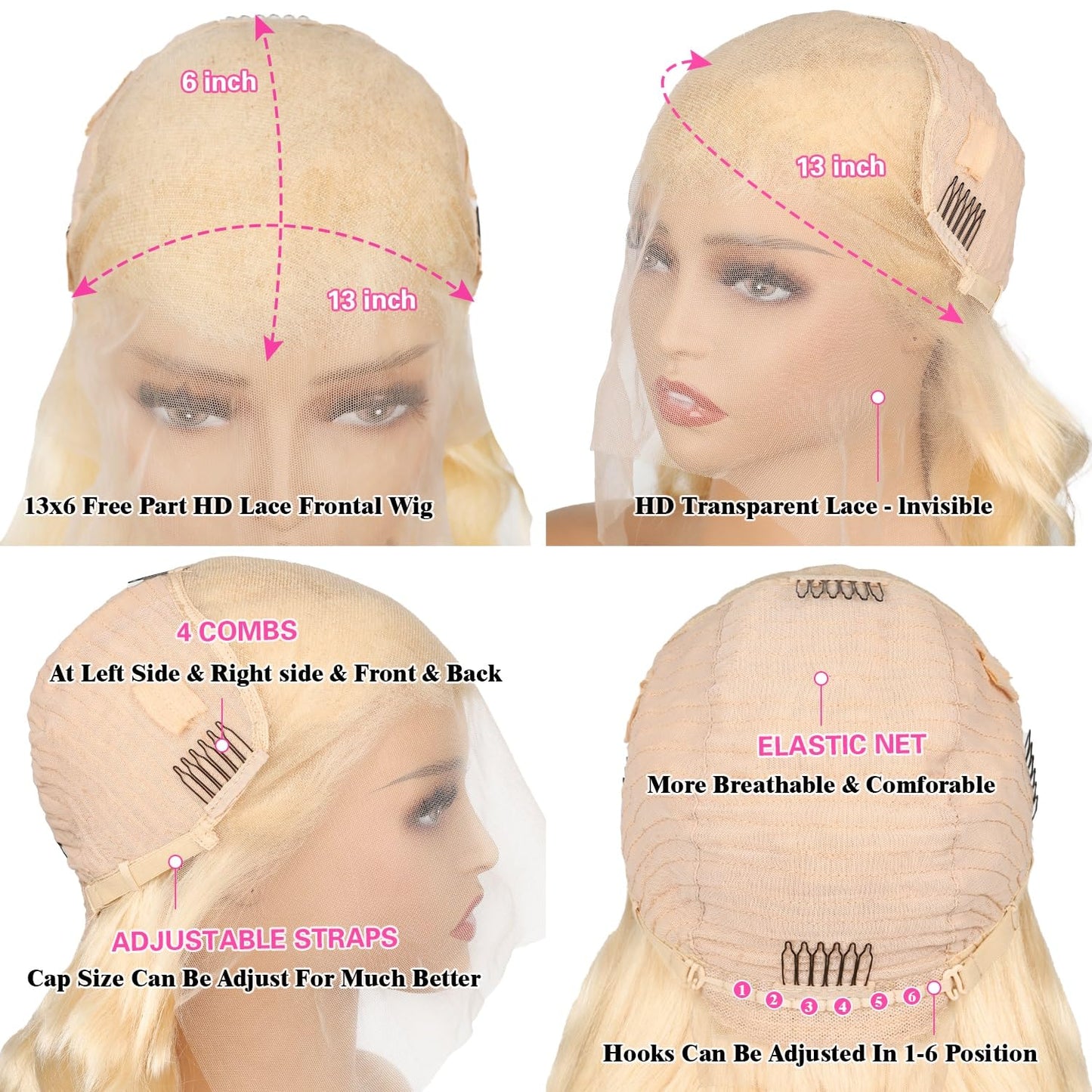 Resore 613 Lace Front Wigs Human Hair 200 Density 13x6 HD Transparent Lace Full & Thick Body Wave 22 Inch Blonde Wig Glueless Colored Pre Plucked with Baby Hair
