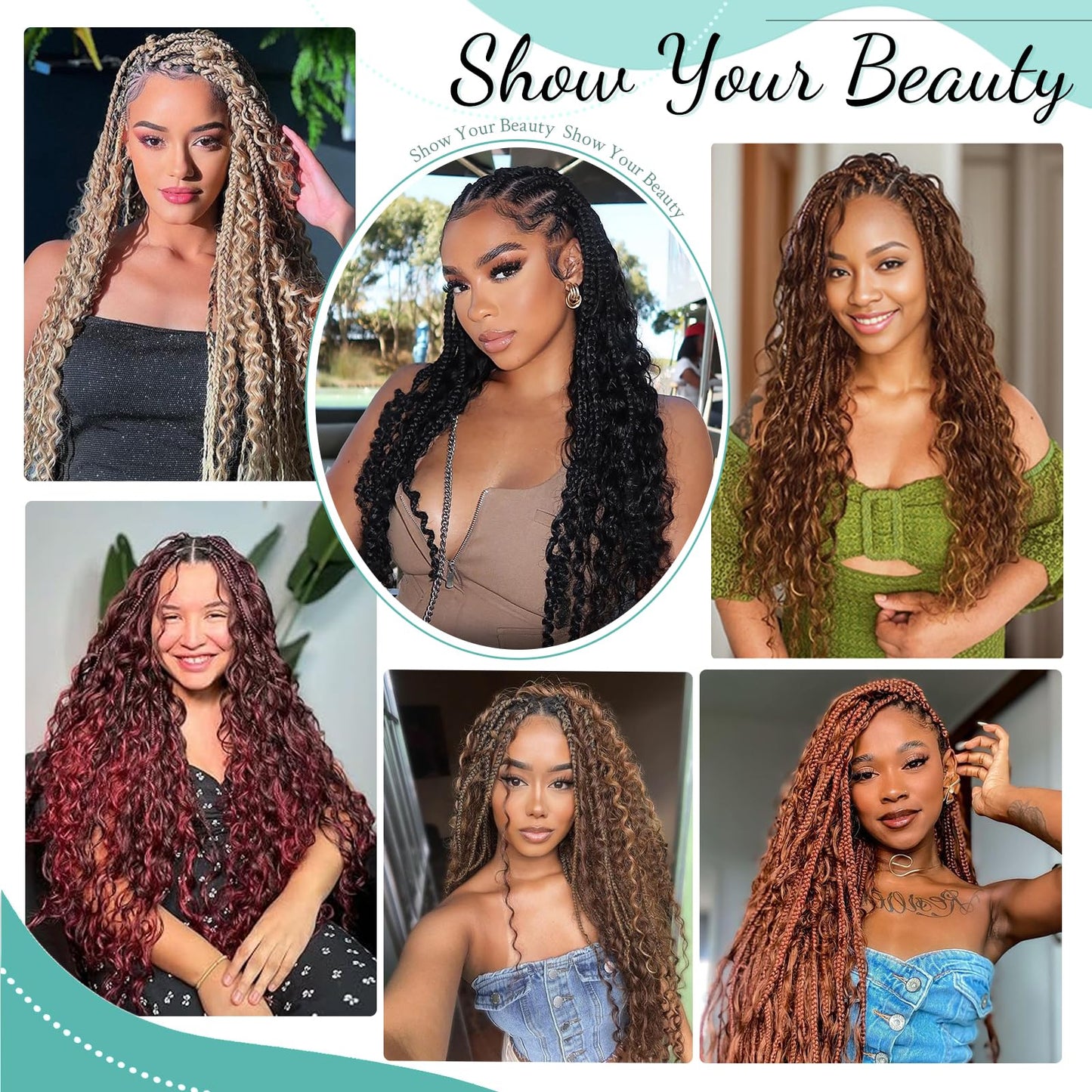 Human Braiding Hair for Boho Braids Human Hair 110g 18 Inch Curly Boho Hair for Braiding Knotless 12A Deep Wave Bohemian 3 Bundles/Pack Auburn Ginger