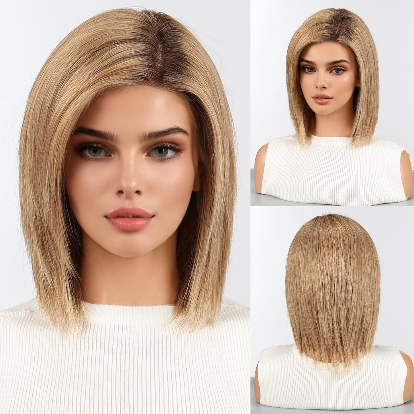 starluck Human Hair Wig Lace Front Wigs Real Human Hair Wigs For Women Wig Side Part 6"*5"*2" HD Lace Ligth Brown 12 Inch Realistic and Natural for Daily Party Use