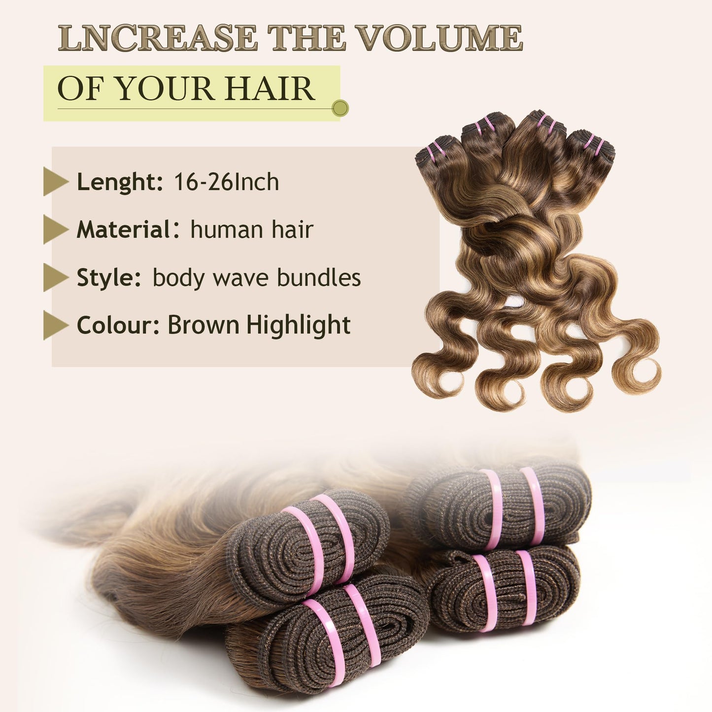 Human Hair Bundles 4 Bundle 16 18 20 22 Inch Hair Extensions Honey Blonde Highlight Body Wave Bundles Human Hair 100% Unprocessed Brazilian Virgin Hair Quick Weave Bundles Human Hair P4/27