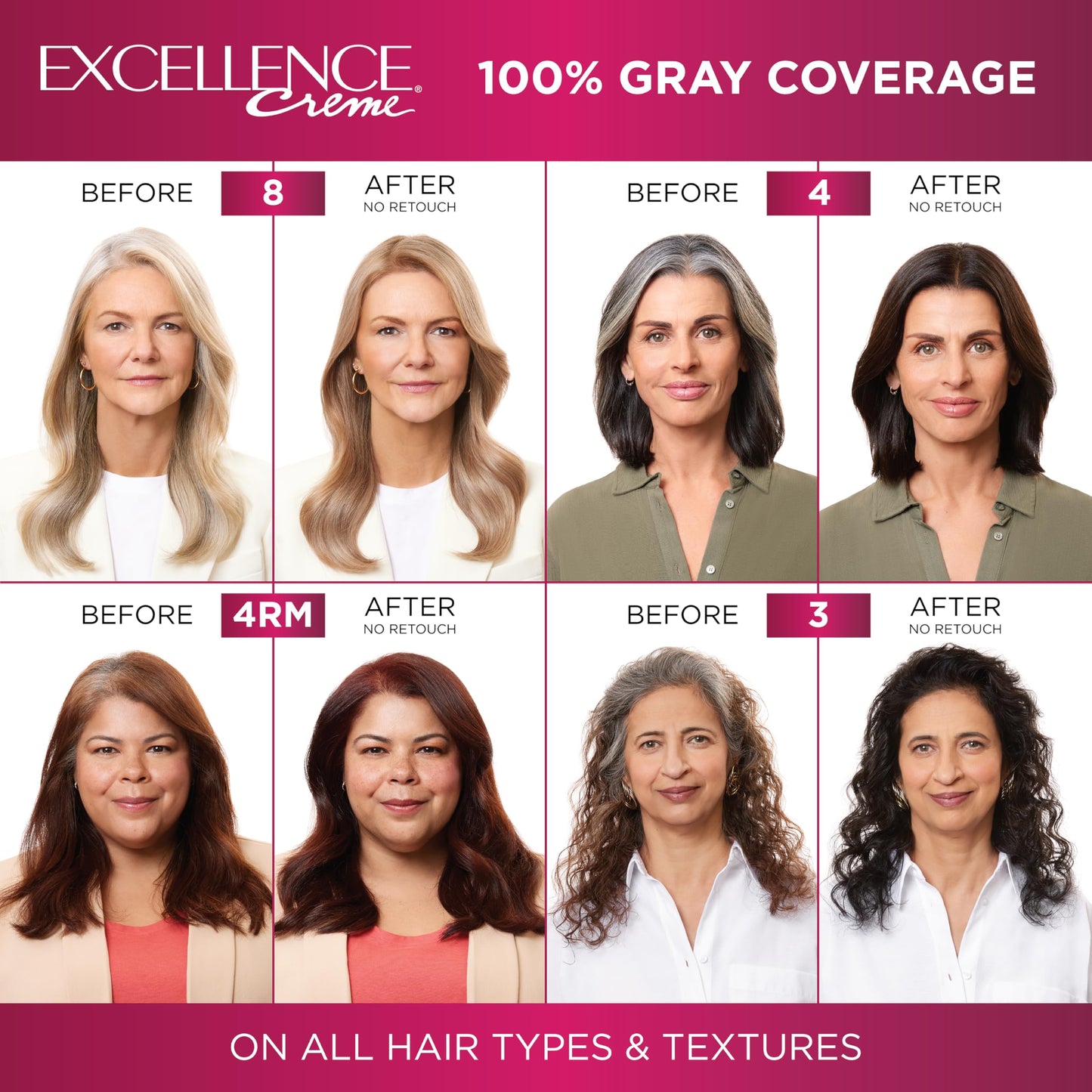 L'Oreal Paris Excellence Creme Permanent Hair Color, 6A Light Ash Brown, 100 percent Gray Coverage Hair Dye, Pack of 2