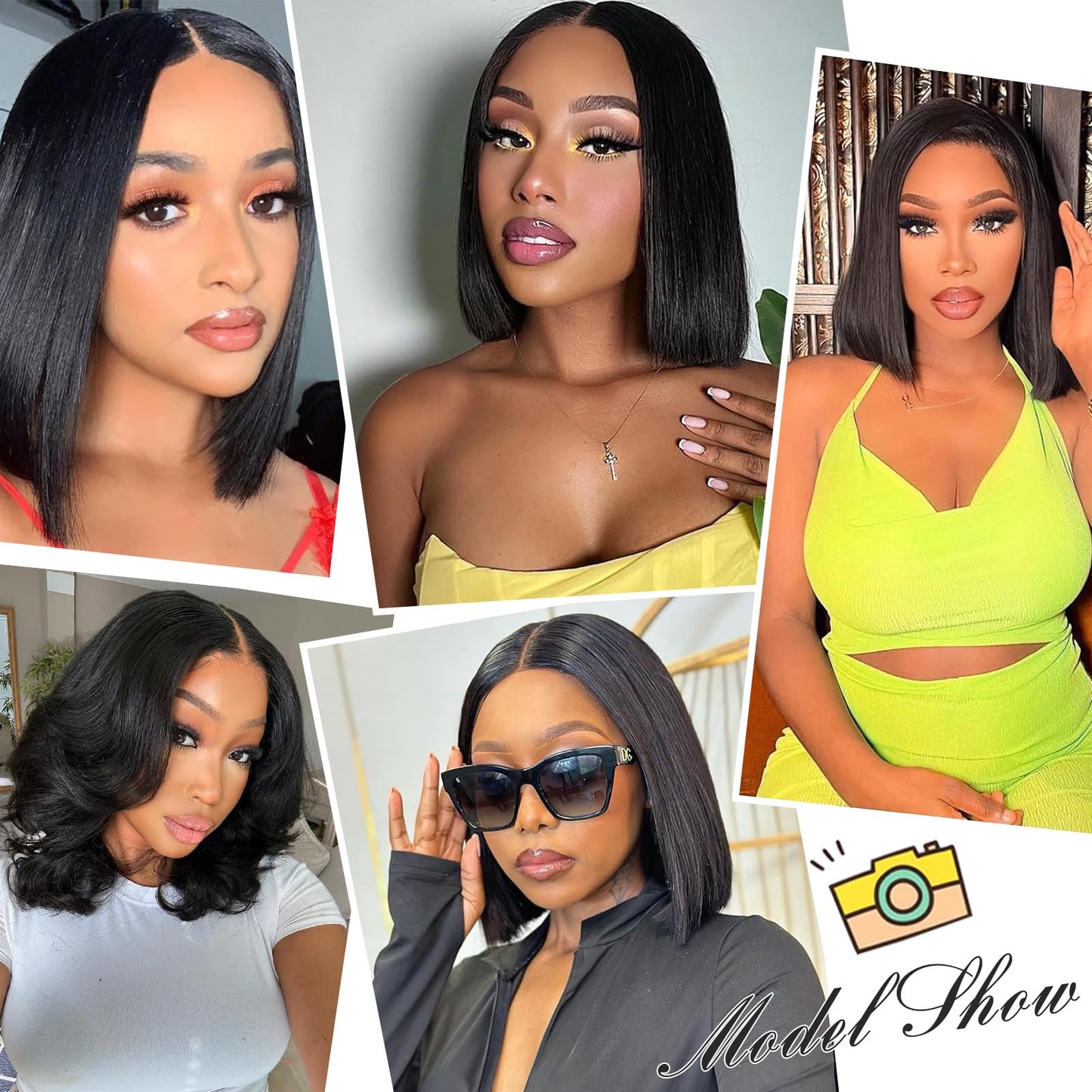 RMOARIWR Bob Wig Human Hair 180% Density 13x4 HD Transparent Lace Front Wigs Human Hair Pre Plucked Short Bob Glueless Straight Wigs Human Hair for Women Natural Black 16 Inch