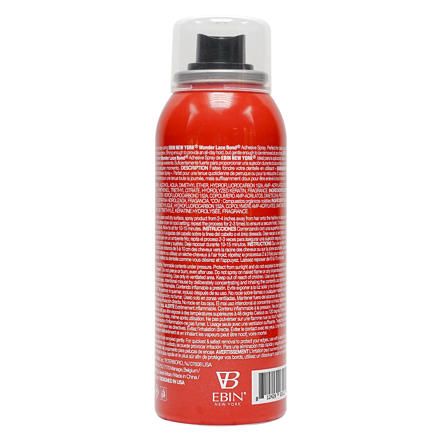EBIN NEW YORK Wonder Lace Bond Adhesive Spray Active 3pack - Extreme Firm Hold 2.7oz/ 80ml | Active Use, Fast Drying, No Residue, No Build-up, Powerful Hold, All-Day Hold, Daily Wig Application