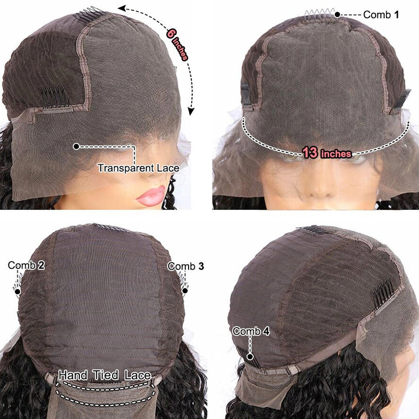 360 Lace Frontal Wig 180% Density Pre-Plucked Hairline 360 Lace Front Brazilian Remy Human Hair Wig Curly Hair Wig for Black Women (16inch with 180% density)
