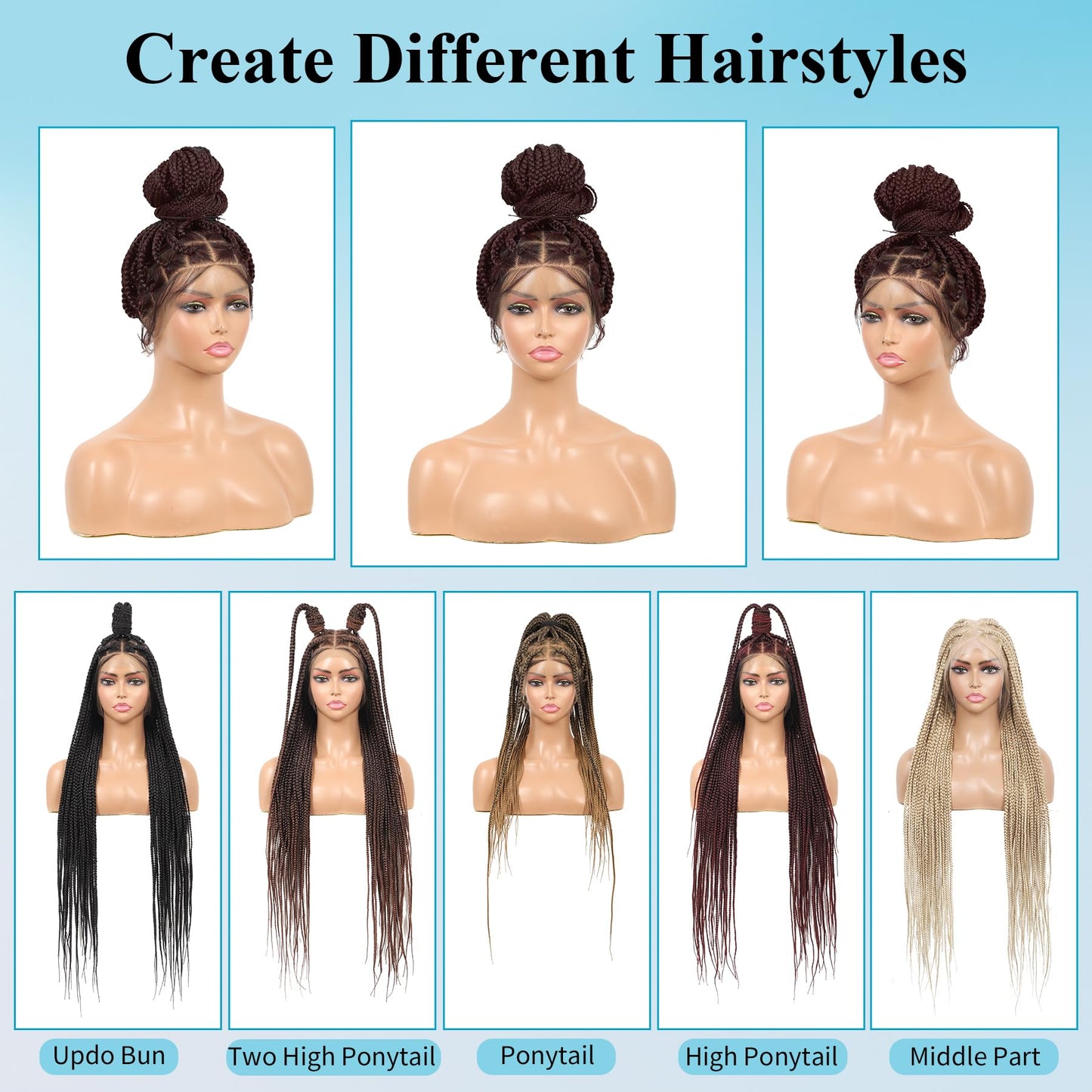Olymei 360° Hd Full Lace Large Square Knotless Braided Wigs for Women Box Braid Wig with Baby Hair Long Burgundy Premium Synthetic Braided Lace Front Wigs 36"