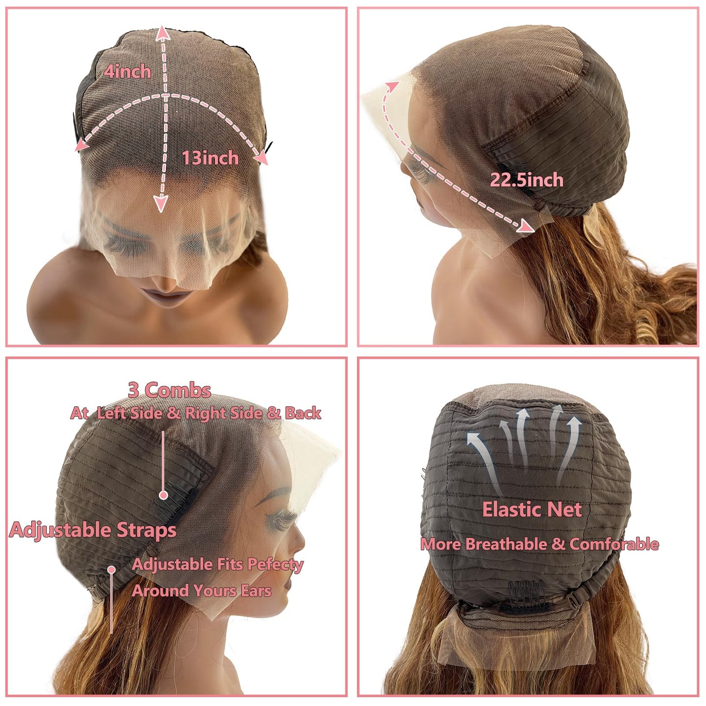 Munx Highlight Ombre Lace Front Wigs Human Hair Pre Plucked with Baby Hair 13x4 Body Wave Frontal Wigs 180% Density 4/27 Colored Honey Blonde Human Hair Wig for Women Long 36inch