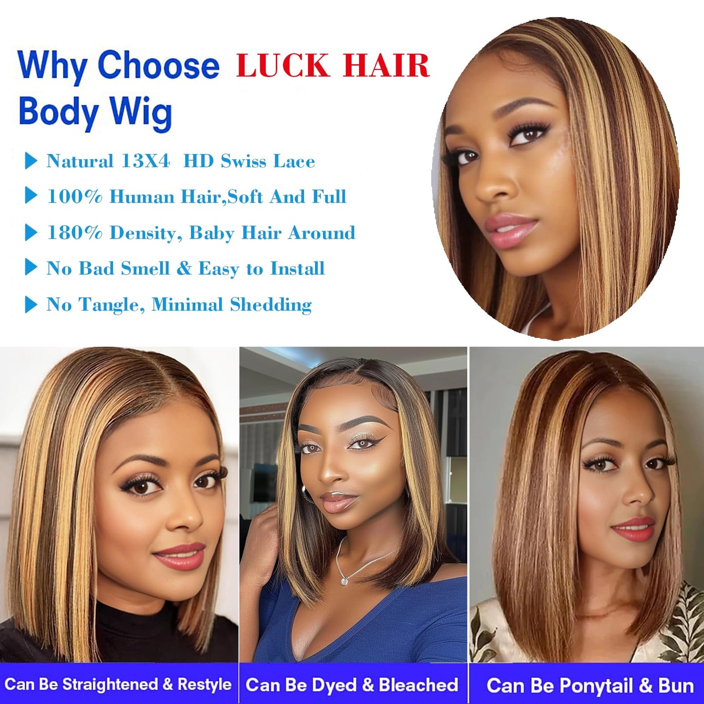 Highlight Ombre Lace Front Wig Human Hair Body Honey Blonde Glueless HD Transparent Lace Frontal Wigs for Women Human Hair Pre Plucked with Baby Hair brown highlighted wig 180 Density 16 Inch