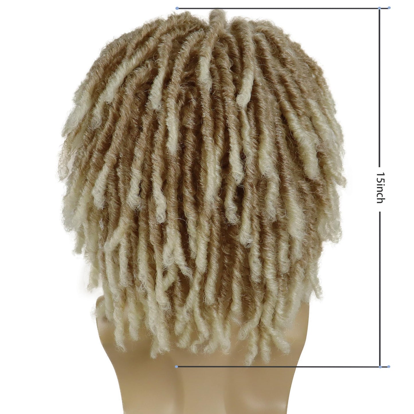 GNIMEGIL Synthetic Rasta Hair Mens Dreadlock Wigs Medium Length Colly Braided Wigs for Man Guys Fake Dreads Faux Loc Wig Ombre Blonde Wig