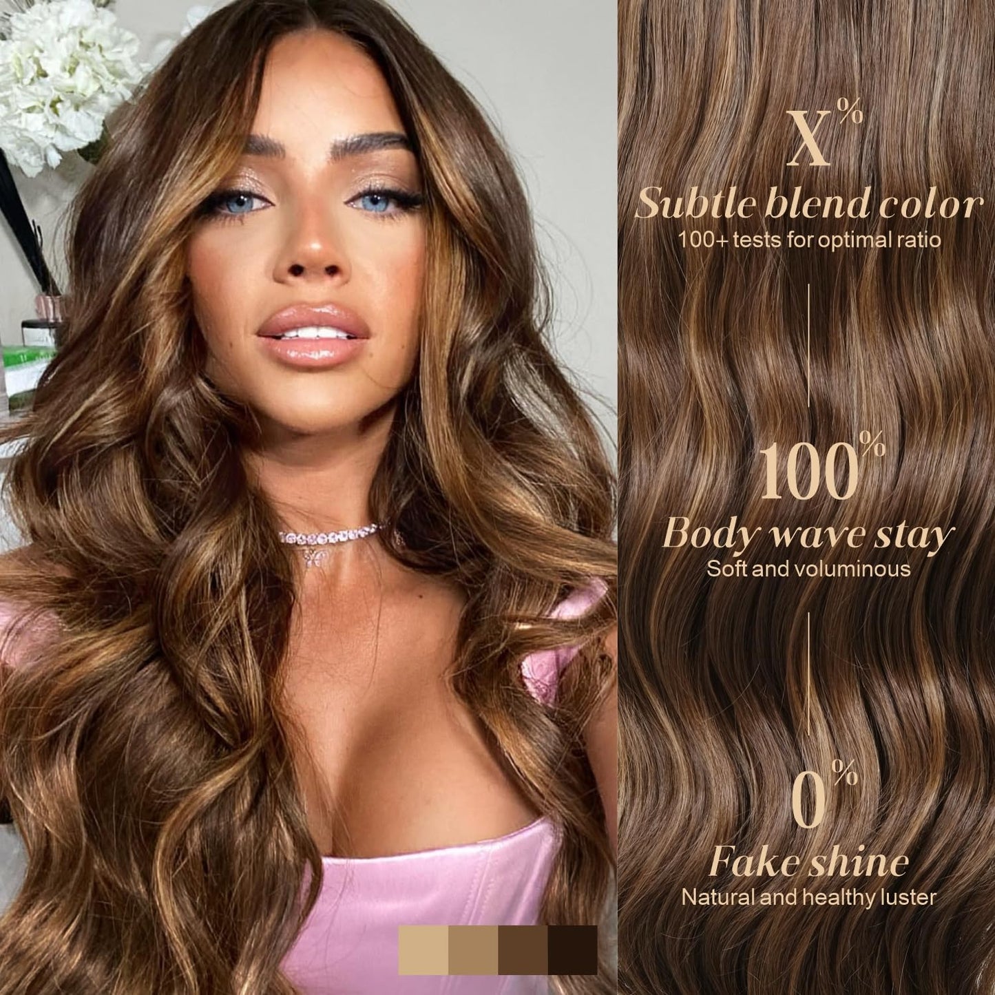 ENCOUNTERU Pre Cut Lace Glueless Wig Wear and Go Synthetic Lace Front Wigs for Women Brown and Blonde Highlight Body Wave Wig with Bangs Pre Plucked Ready to Wear Middle Part 26 Inch