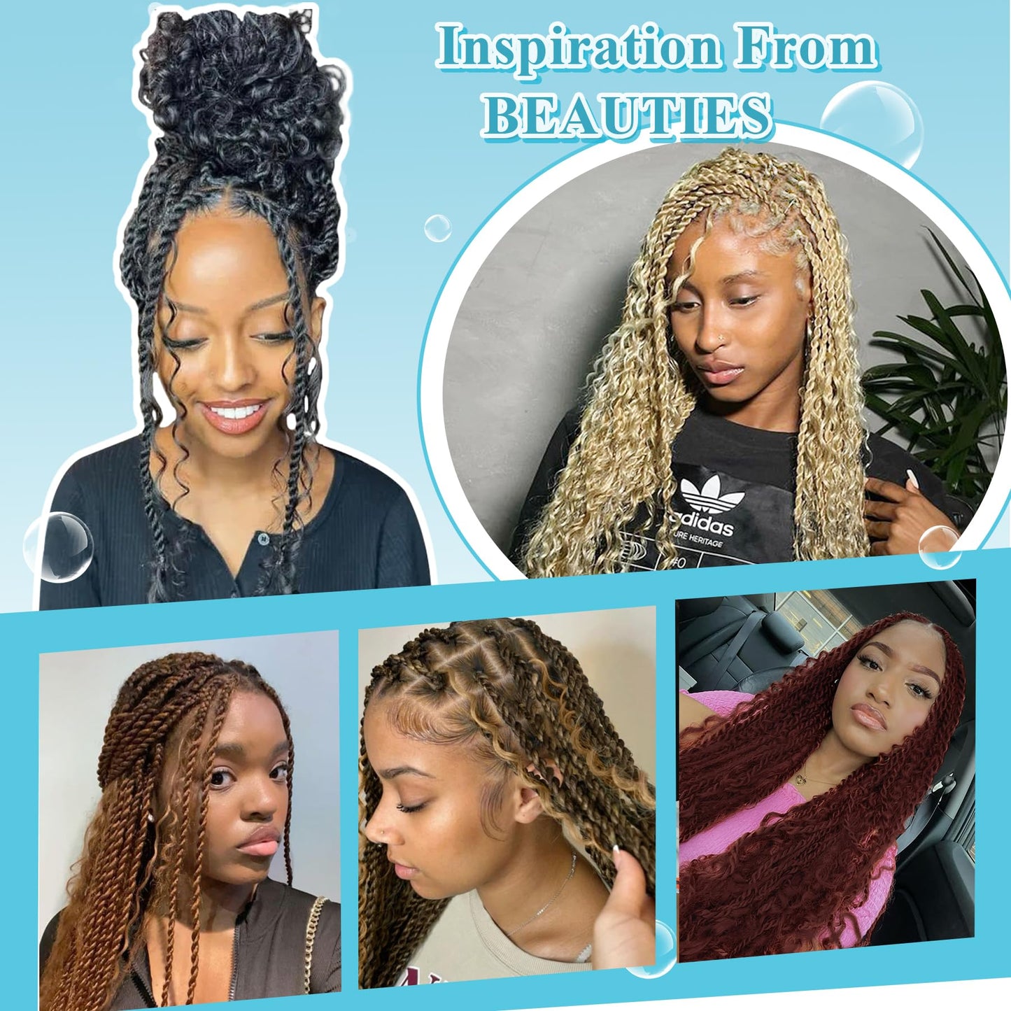 Olymei 360° HD Full Lace Braided Wigs for Women Knotless Boho Braided Wigs Twisted Braid Lace Wig with Baby Hair Premium Synthetic Braid Lace Front Wig Brown 36"
