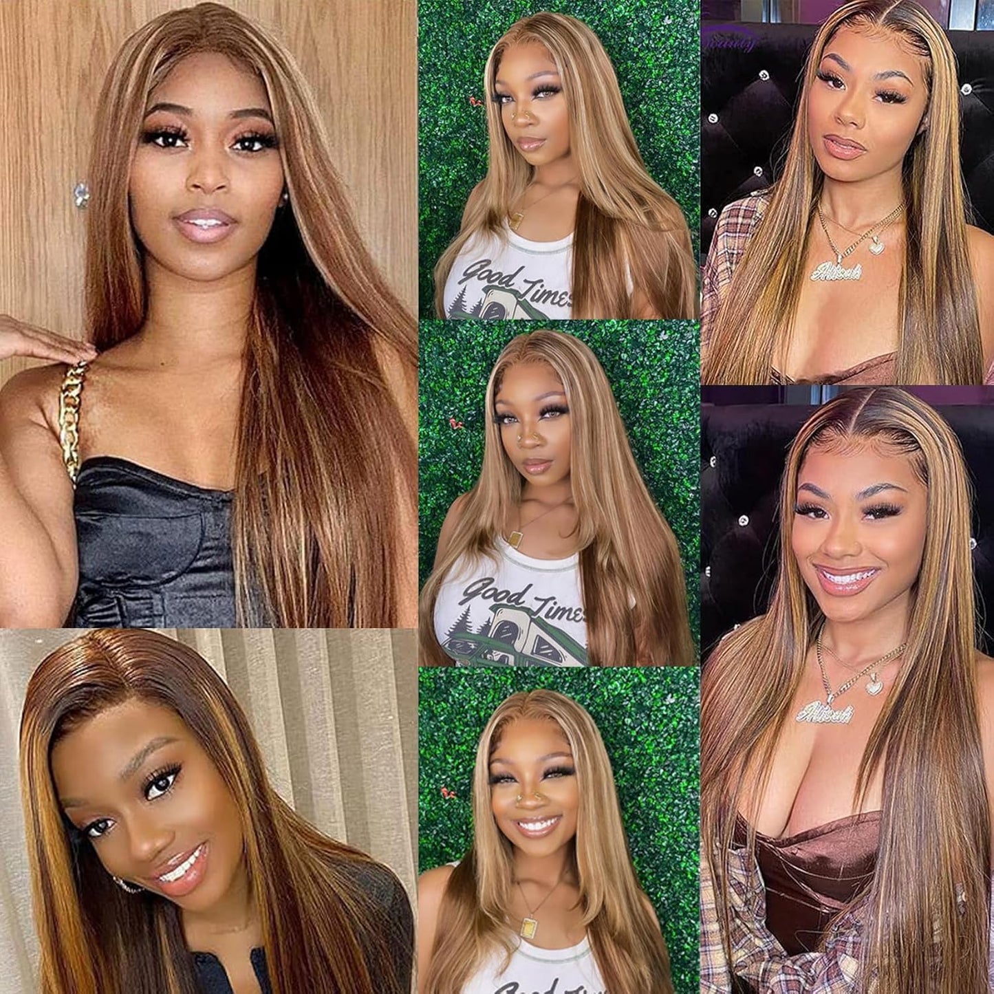 Ladoux Ombre Honey Blonde 13x6 HD Transparent Straight Lace Front Human Hair Wigs for Women 180% Density 4/27 Colored Highlight Curly Glueless Straight Wigs 20Inch Pre Plucked with Baby Hair