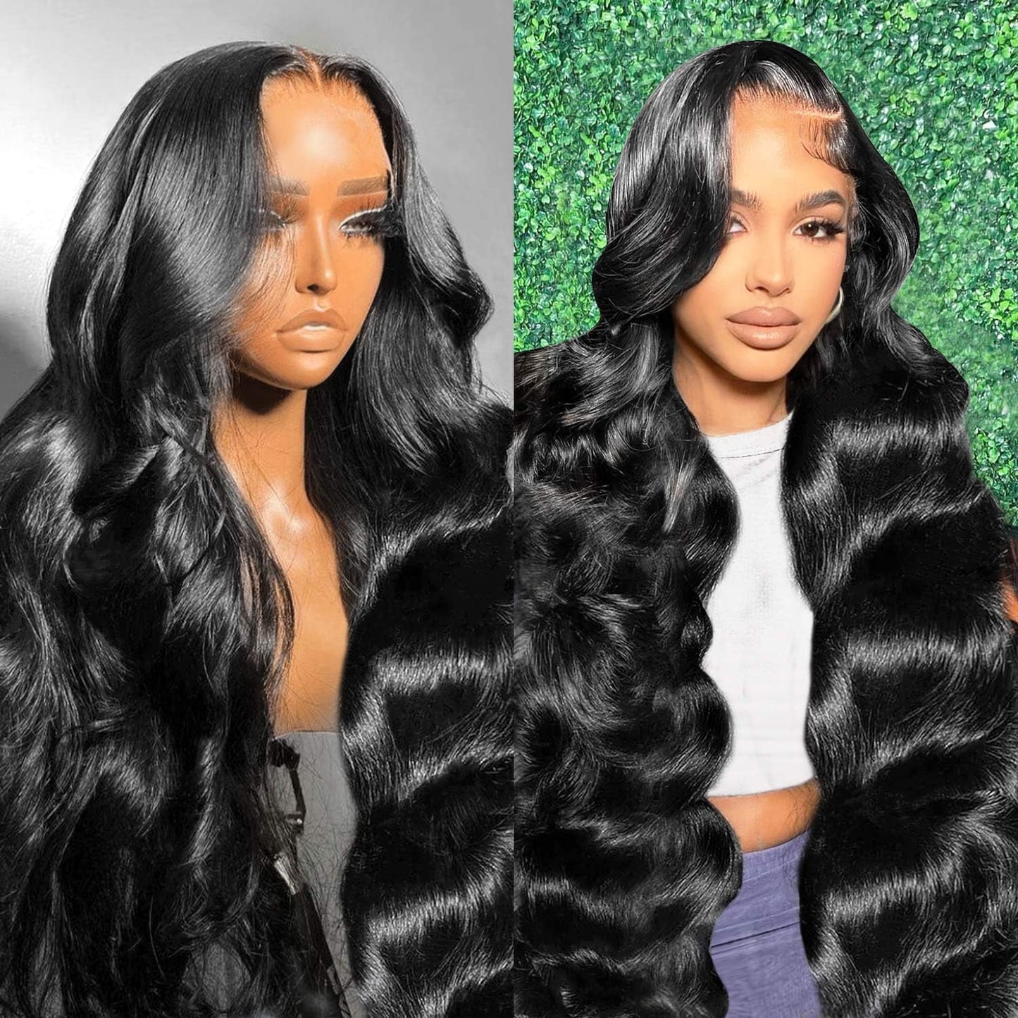 13x6 Lace Front Wigs Human Hair Pre Plucked 200% Density Body Wave HD Lace Front Wigs Human Hair Transparent Frontal Glueless Wigs Virgin Human Hair with Baby Hair for Women 28 Inch Natural Black