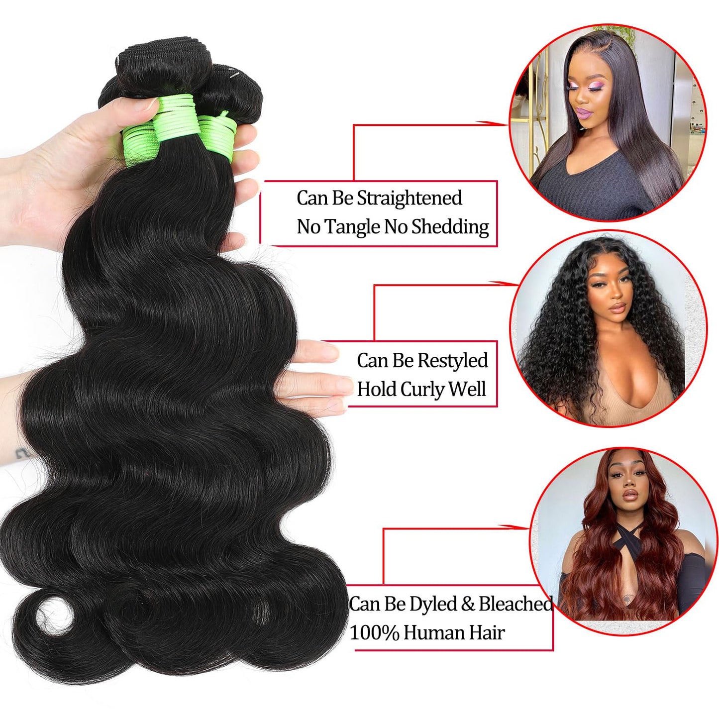 Tryfey Human Hair Bundles with Closure Body Wave (12 14 16+10,Free Part) 12A Grade 100% Unprocessed Brazilian Virgin Hair 3 Bundles Deals Real Human Hair Extensions For Black Women Natural Black