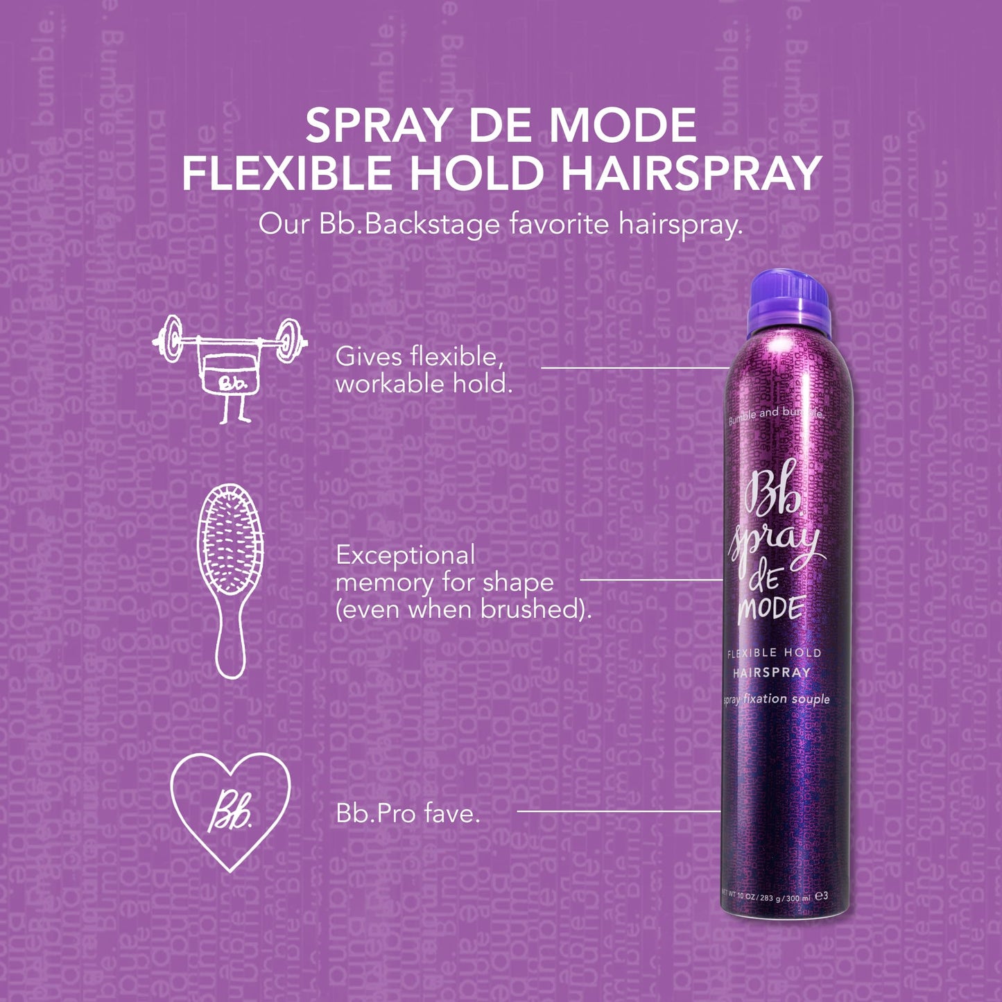 Bumble and bumble. Spray de Mode Flexible Hold Hairspray | Flexible, Brushable Hold + Workability | Curly, Wavy, Straight, 10 Ounce