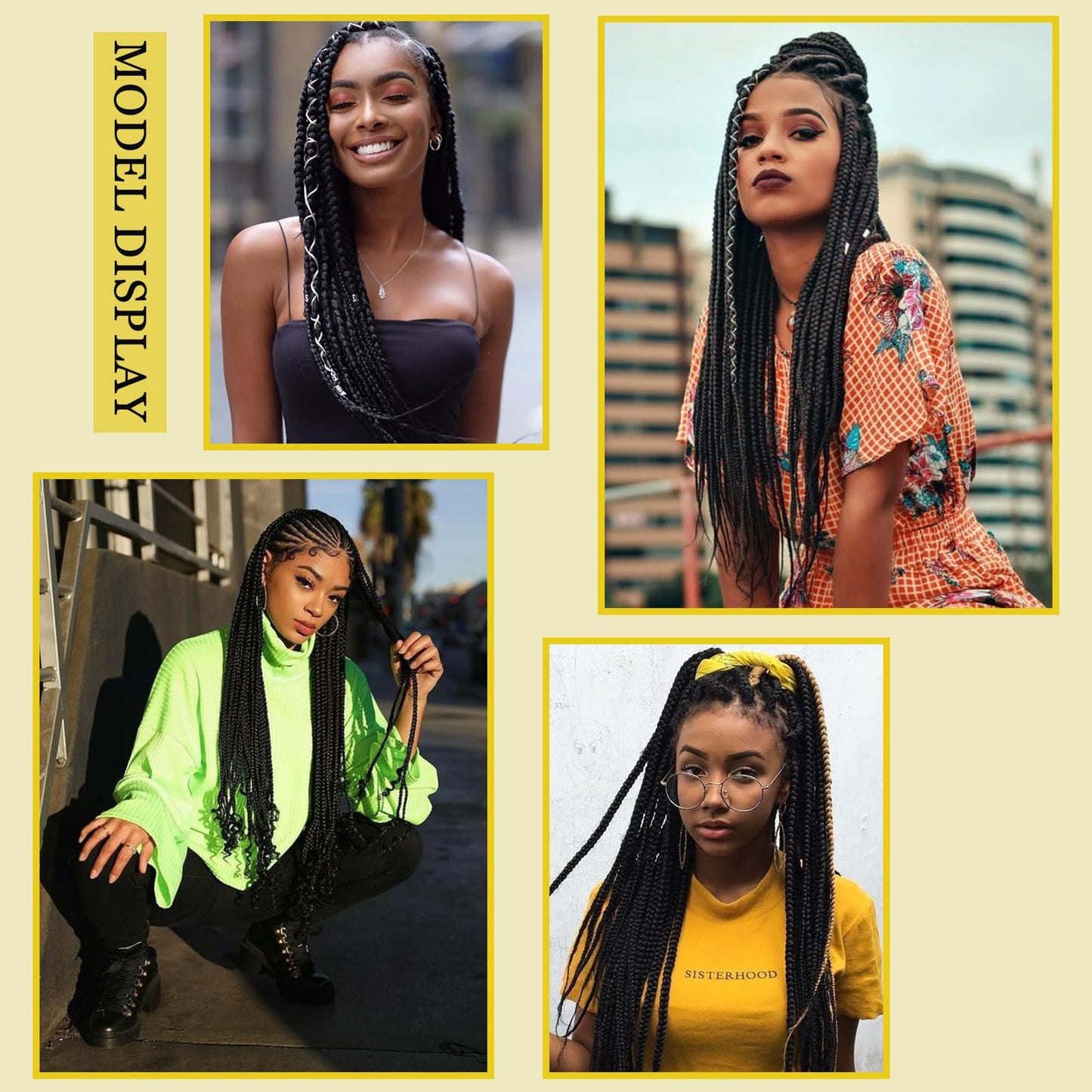 Black Braiding Hair Pre Stretched 2 Packs Kanekalon Box Braids Hair Extensions 26 Inches Synthetic Pre Stretched Braiding Hair