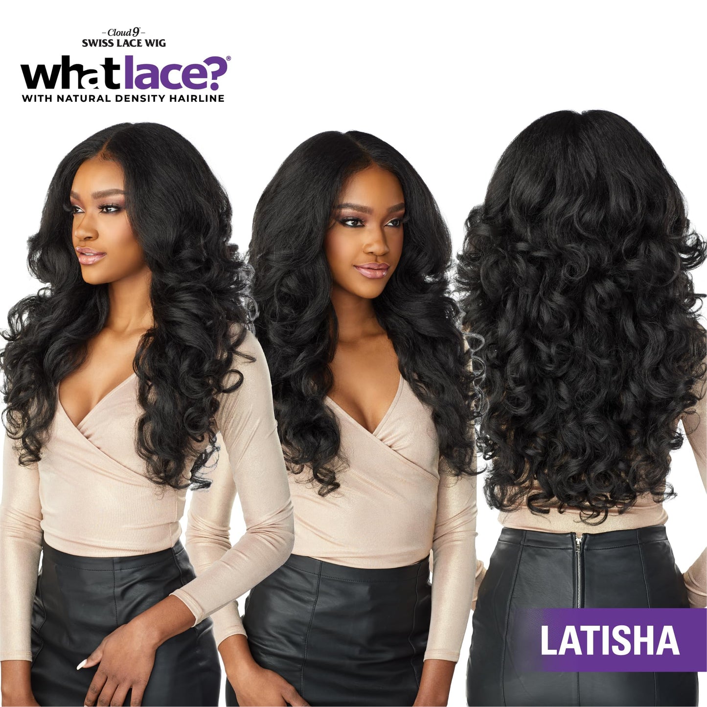 Sensationnel What Lace 13X6 Wigs - Latisha Lacefrontal Hand Tied Glueless Synthetic With Natural Density Preplucked Hairline (Jet Black 1)
