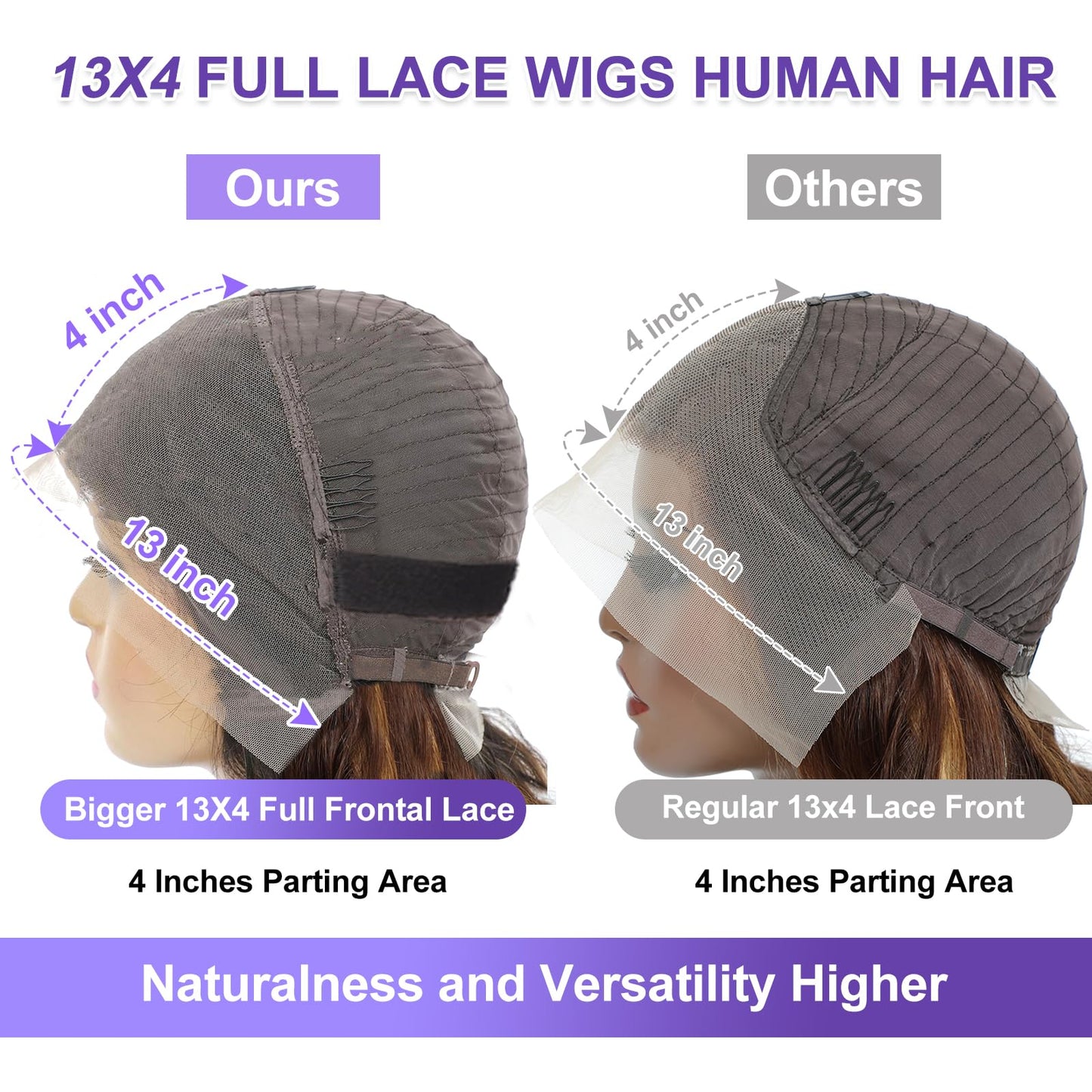 ONECHULY Long Highlight Lace Front Wig Human Hair 200% Density Balayage Ombre Lace Front Wig 13x4 HD Transparent Lace Pre Plucked with Baby Hair Glueless Brown Human Hair Wigs for Women 1B/30 32 Inch