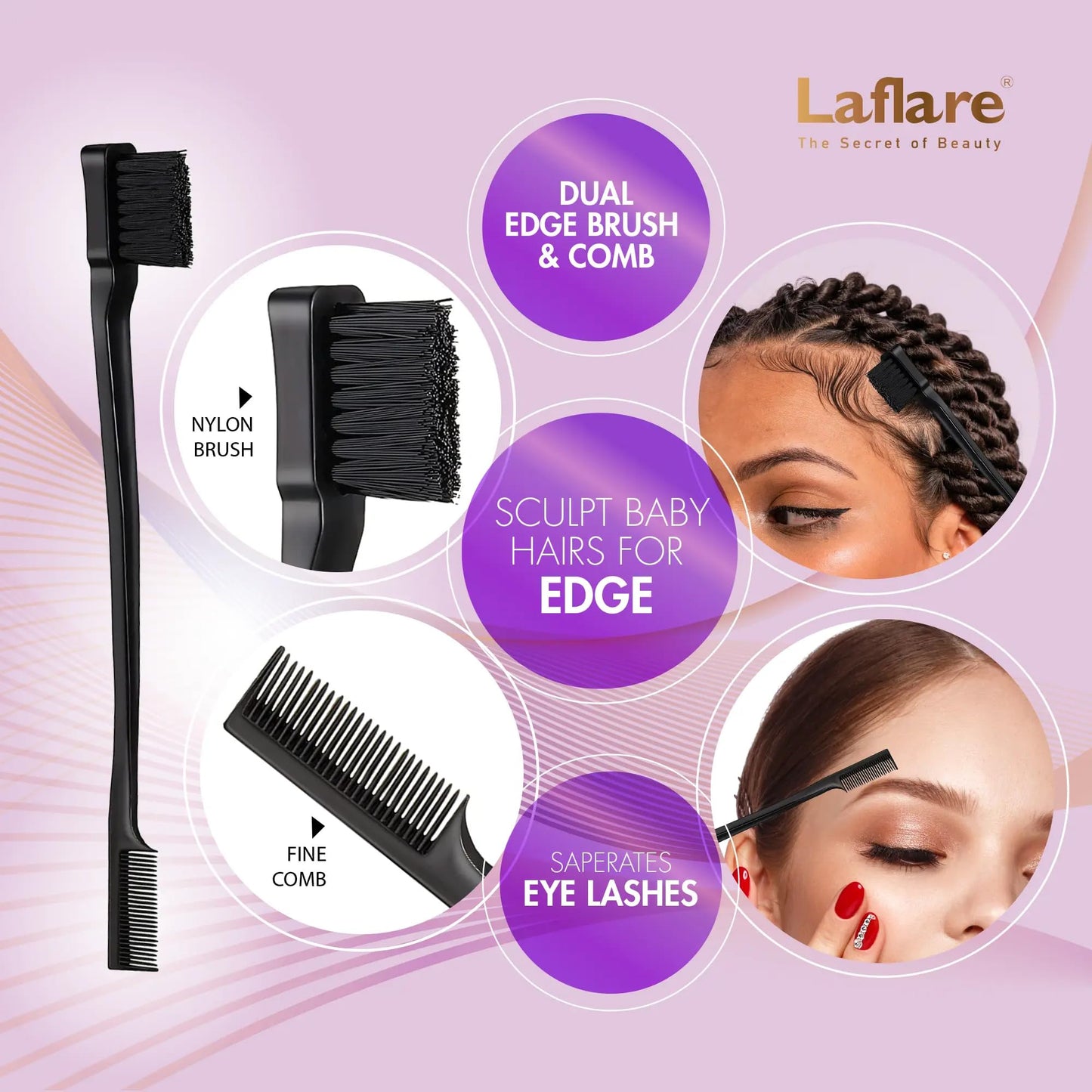 Laflare Braiding Rack for Hair with Comb set & Braid Gel Wristband & Hair clip, Hair Rack (Hair Extension Holder with 60 Pegs,) with Hair Braiding Accessories (PPCOM3)