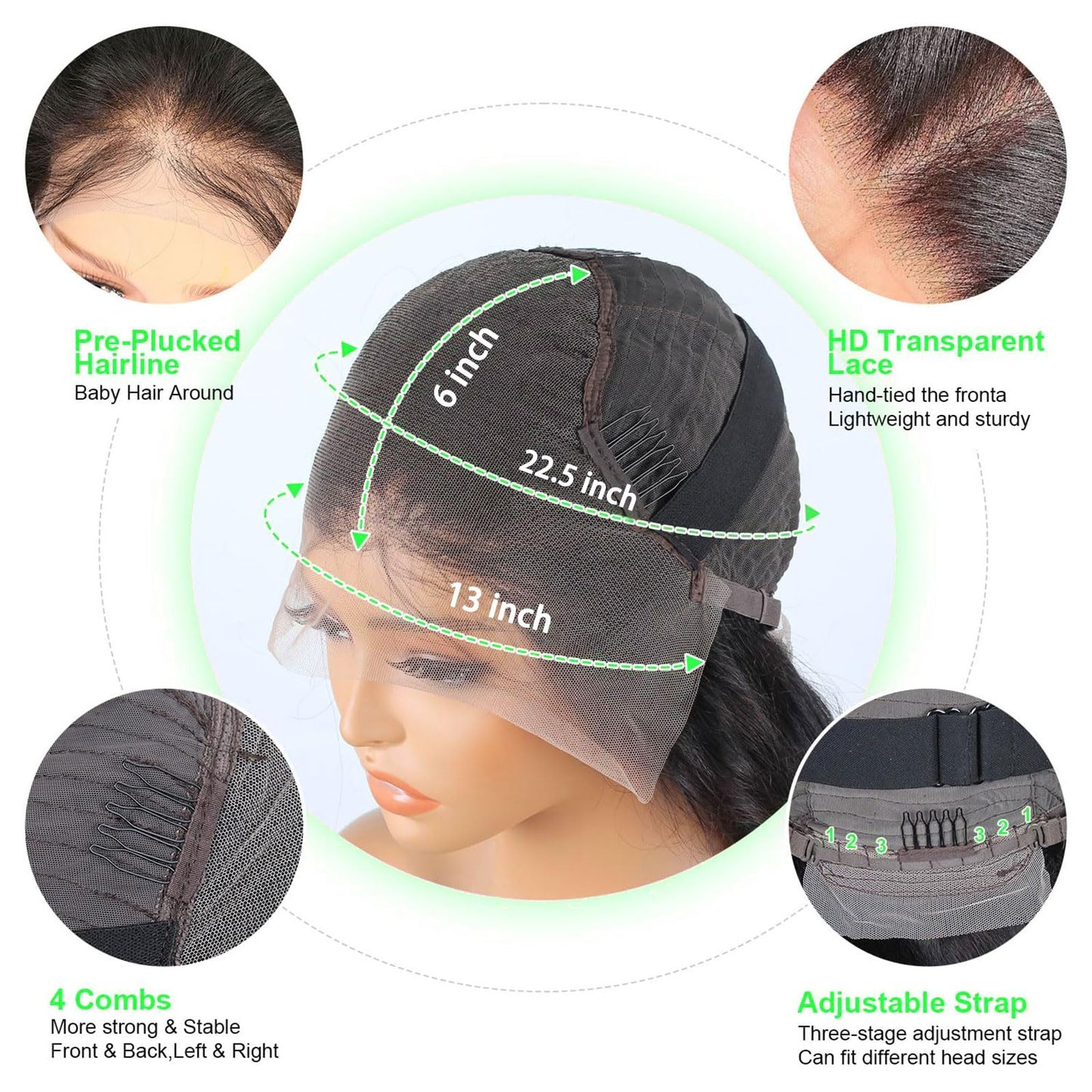 Vnrtkkn 34 Inch Deep Wave Lace Frontal Wigs Human Hair 200 Density 13x6 HD Transparent Deep Wave Lace Front Wigs for Women