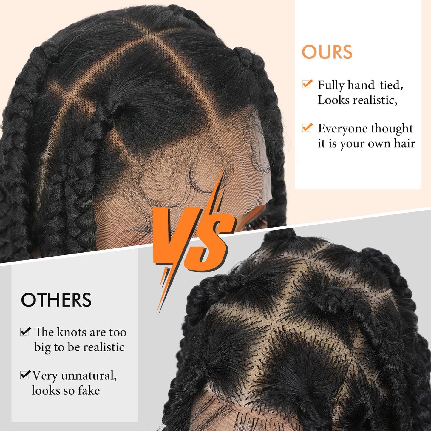 Lady Miranda Full Lace Jumbo Braided Wigs for Black Women Knotless Box Braid Wig with Baby Hair 32" Glueless Wigs Jumbo Box Braids Lace Front Synthetic Wig (1B/30/27)
