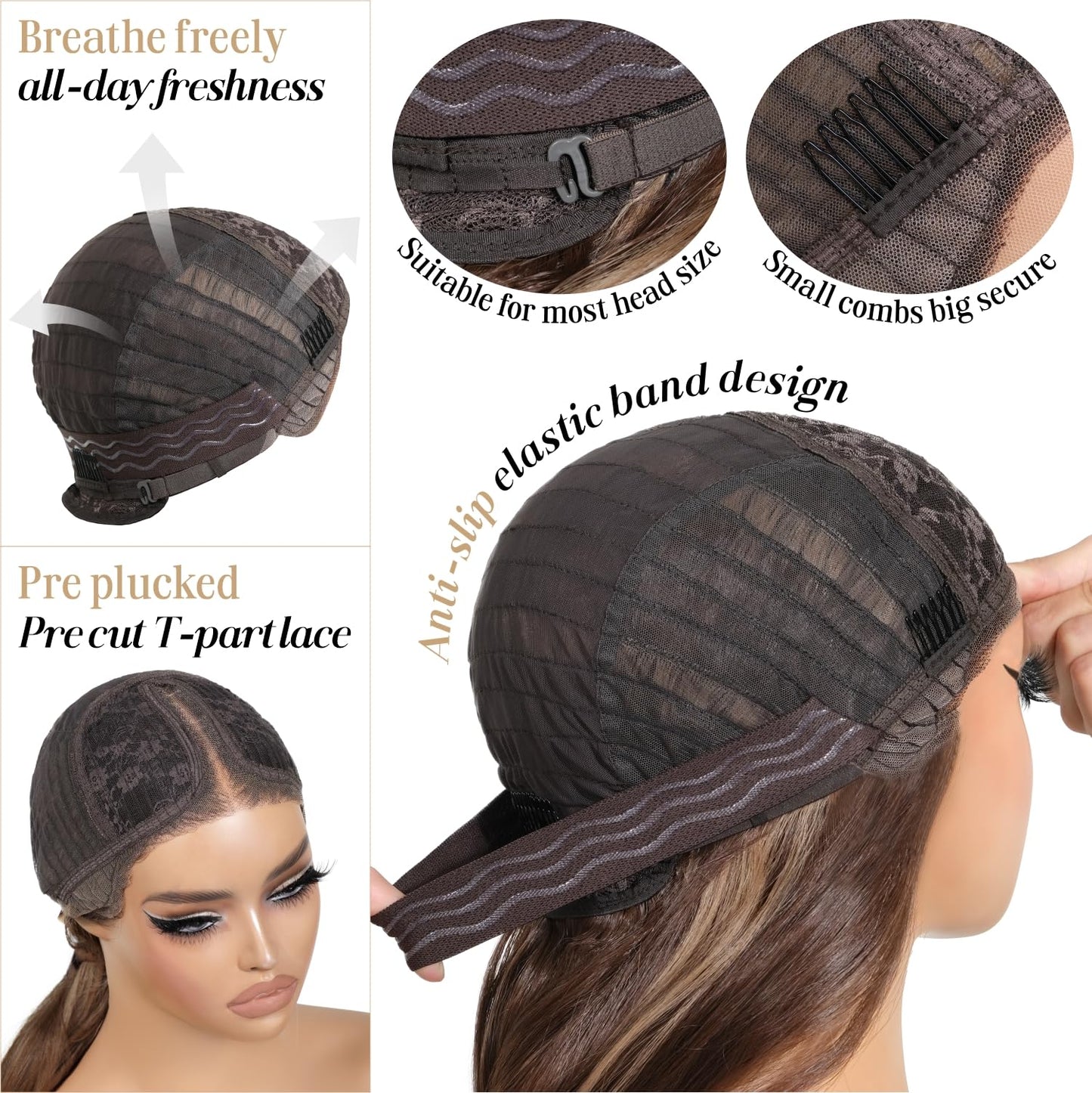 ENCOUNTERU Ombre Blonde Wear and Go Glueless Wig with Bangs Pre Plucked Body Wave Synthetic Lace Front Wigs for Women 13x5x1 Pre Cut Lace Dirty Blonde Wig Middle Part 26 Inch