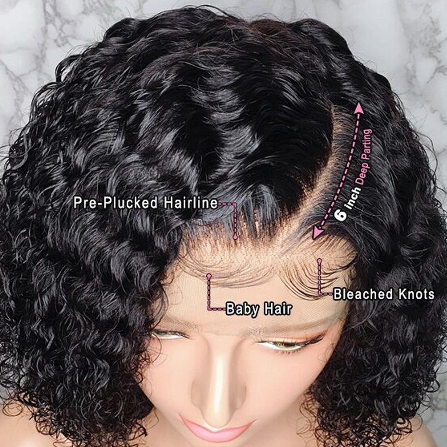 360 Lace Frontal Wig 180% Density Pre-Plucked Hairline 360 Lace Front Brazilian Remy Human Hair Wig Curly Hair Wig for Black Women (16inch with 180% density)