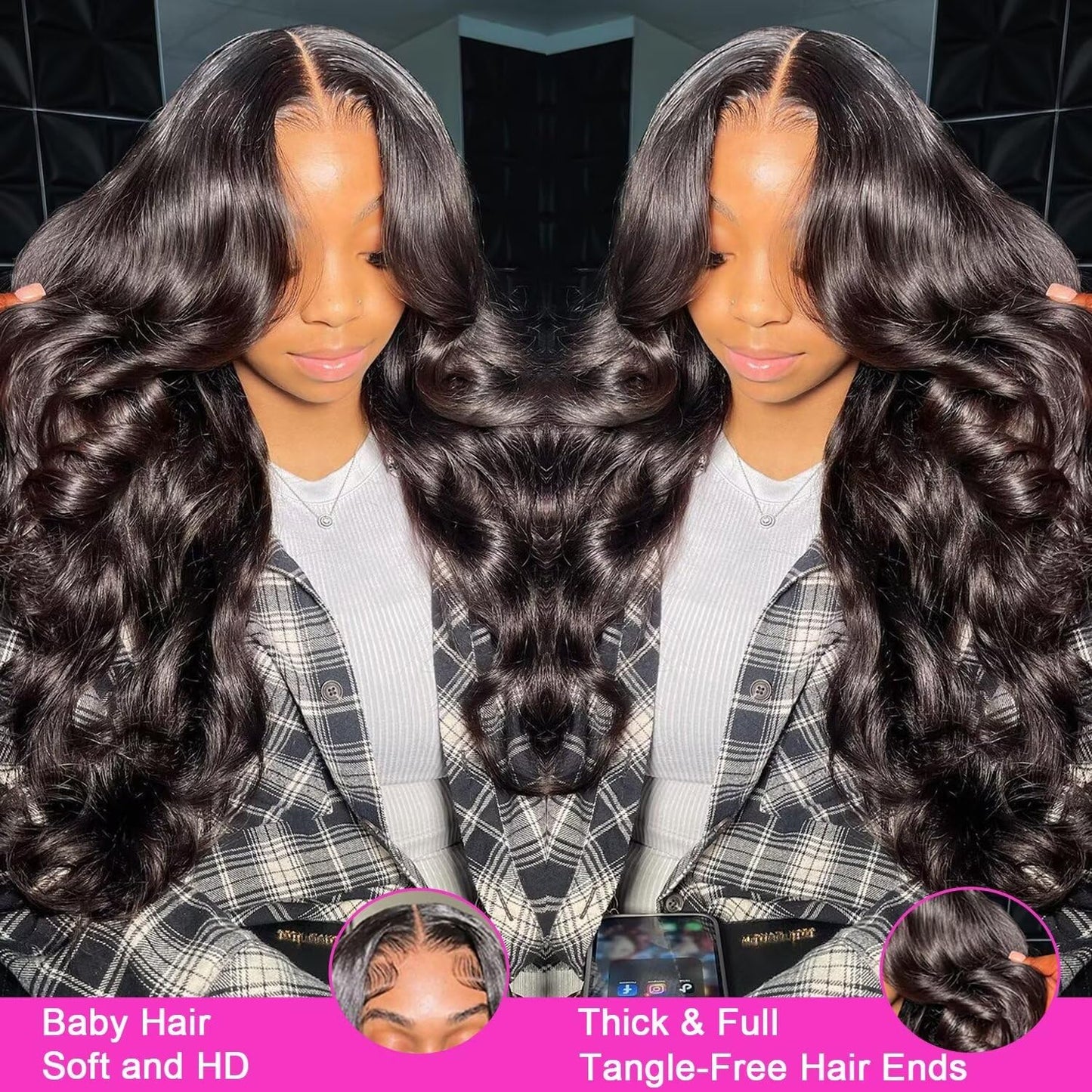 Xajwat 26 Inch Body Wave Lace Front Wigs Human Hair 180 Density 13x4 HD Transparent Lace Frontal Wigs Human Hair Pre Plucked with Baby Hair Glueless Wigs Human Hair for Black Women
