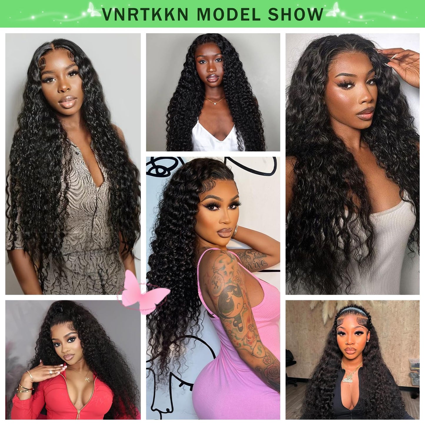 Vnrtkkn 34 Inch Deep Wave Lace Frontal Wigs Human Hair 200 Density 13x6 HD Transparent Deep Wave Lace Front Wigs for Women