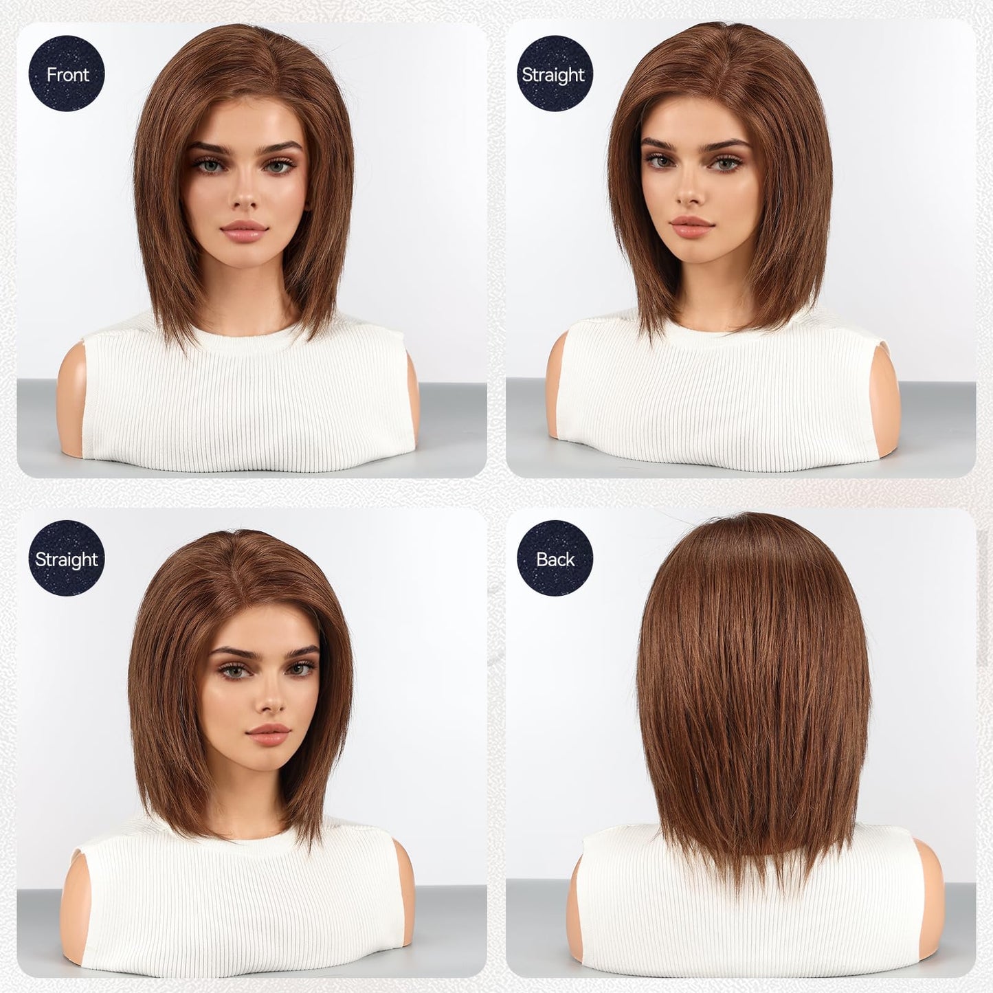starluck Human Hair Wig Lace Front Wigs Real Human Hair Wigs For Women Wig Side Part 6"*5"*2" HD Lace Dark Brown 12 Inch Realistic and Natural for Daily Party Use