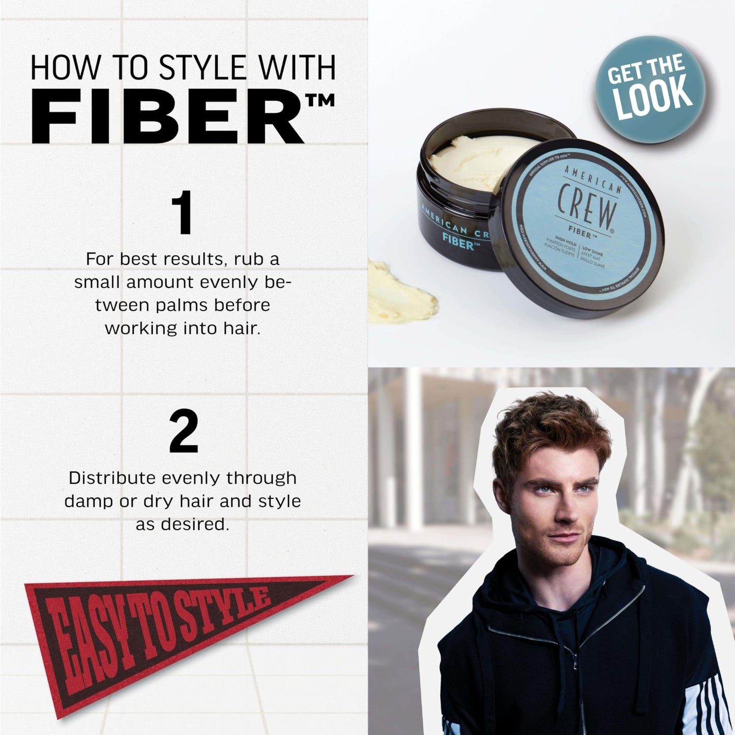 American Crew Men's Hair Fiber, Like Styling Gel with High Hold & Low Shine, Travel Size, 1.7 oz