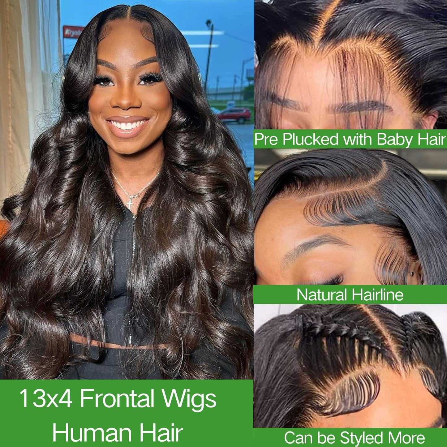 Niojoo 28 Inch Body Wave Lace Front Wigs Human Hair Pre Plucked 180% Density 13x4 HD Transparent Lace Frontal Glueless Wigs Human Hair Wigs for Women Natural Hairline With Baby Hair