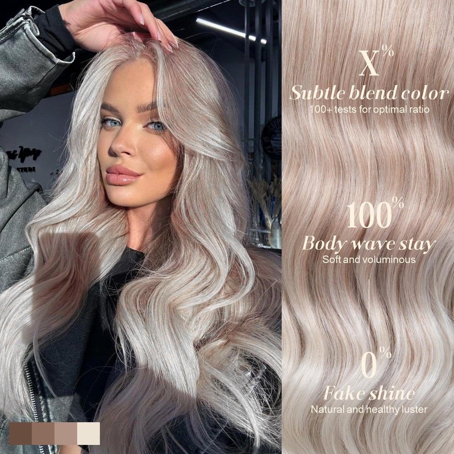 ENCOUNTERU Ash Blonde Wear and Go Glueless Wig with Bangs Synthetic Lace Front Wigs for Women Body Wave Pre Plucked Pre Cut HD Lace Glueless Ombre Wig Middle Part 26Inch