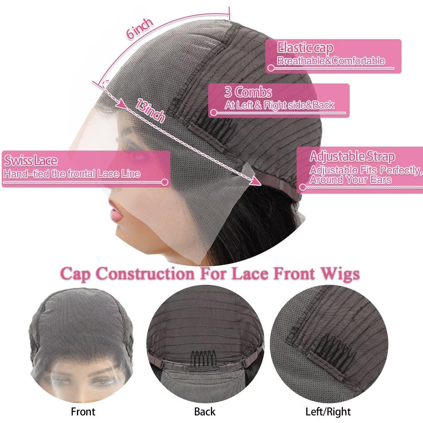 13x6 Lace Front Wigs Human Hair Pre Plucked 200% Density Body Wave HD Lace Front Wigs Human Hair Transparent Frontal Glueless Wigs Virgin Human Hair with Baby Hair for Women Natural Black 34 Inch