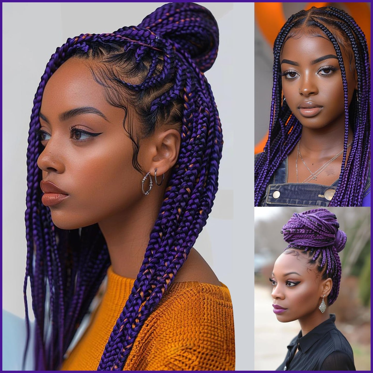 Dark Purple Braiding Hair Pre Stretcehd 30 Inch Professional Synthetic Braiding Hair For Crochet Braids Box Braids Boho Braids Croceht Hair Extensions
