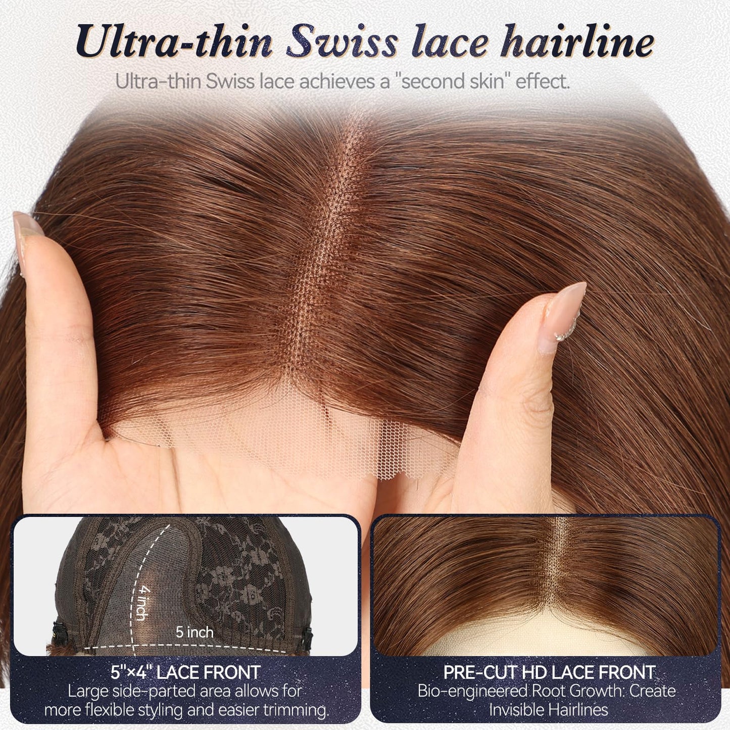 starluck Human Hair Wig Lace Front Wigs Real Human Hair Wigs For Women Wig Side Part 6"*5"*2" HD Lace Dark Brown 12 Inch Realistic and Natural for Daily Party Use